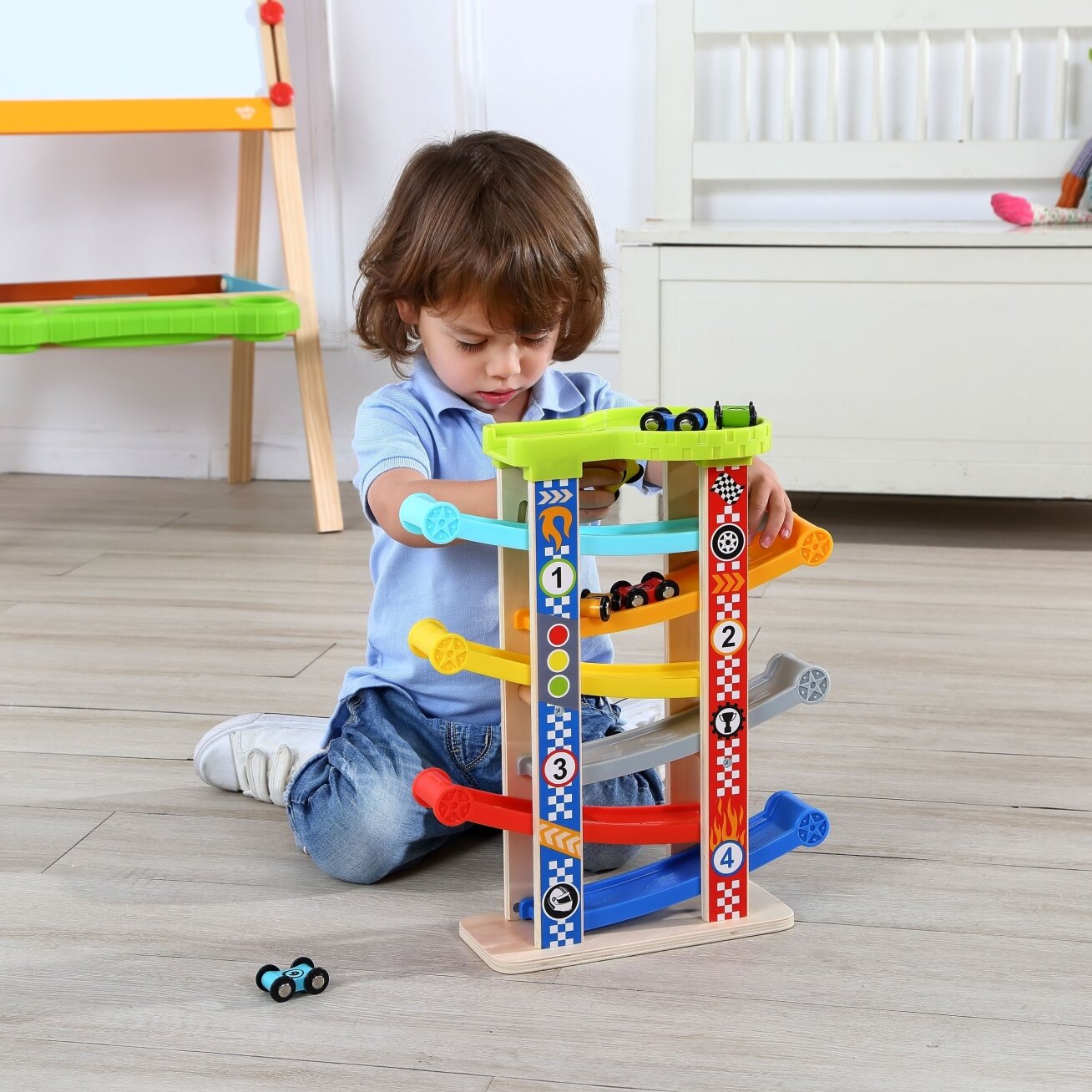 TOOKY TOY Spalvinga nusileidimo trasa automobiliams 3 TOOKY TOY Spalvinga nusileidimo trasa automobiliams 3