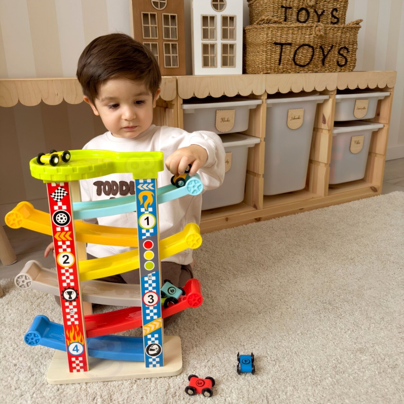 TOOKY TOY Spalvinga nusileidimo trasa automobiliams 5 TOOKY TOY Spalvinga nusileidimo trasa automobiliams 5