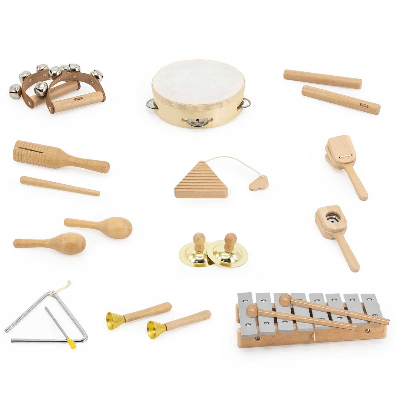 VIGA medinė muzikinė lenta – 12 mušamųjų instrumentų rinkinys 5