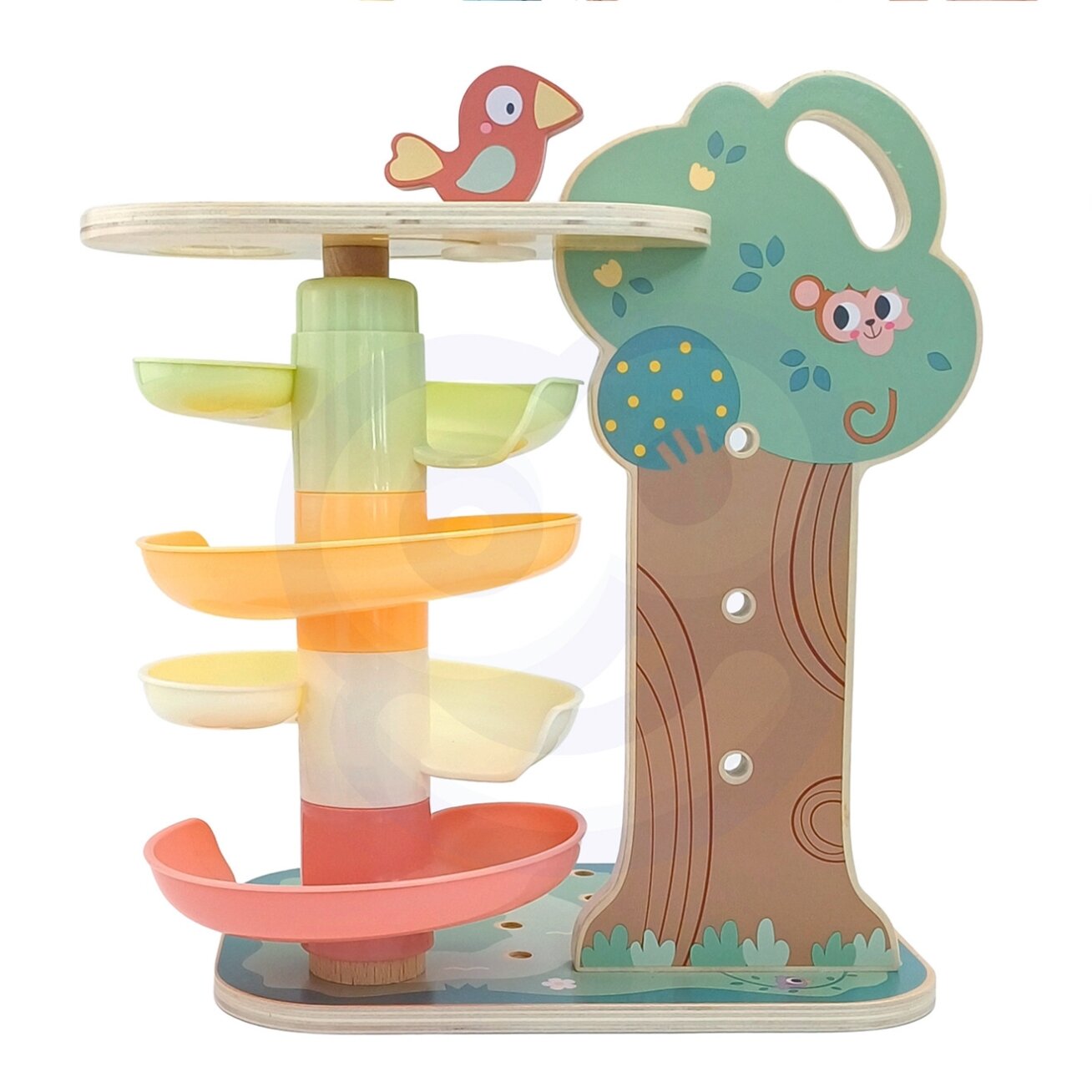 WOOPIE GREEN Veiklų medelis Kamuoliukų trasa Montessori 4in1 FSC 11