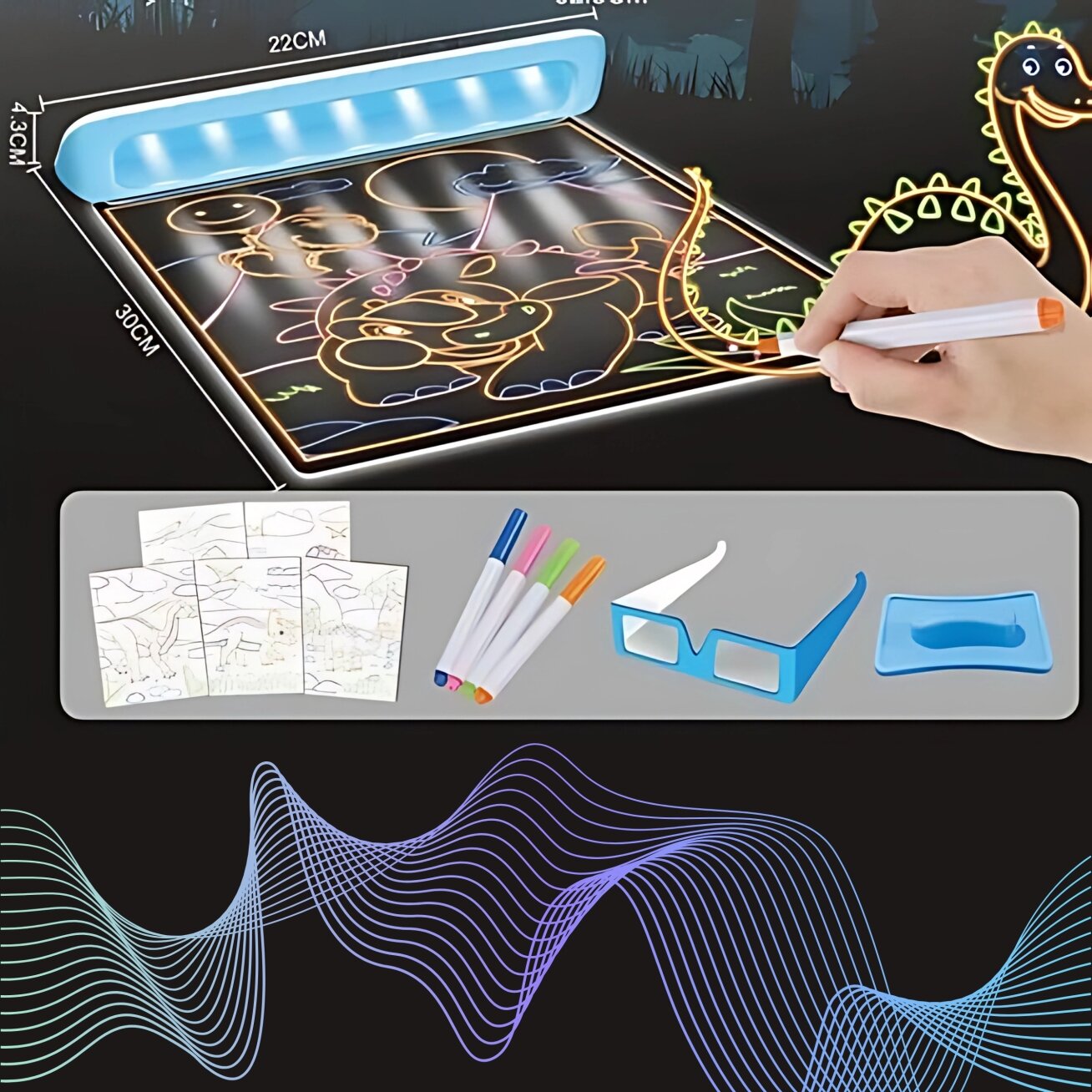 WOOPIE Magnetinė 3D piešimo lentelė su LED apšvietimu 6 WOOPIE Magnetinė 3D piešimo lentelė su LED apšvietimu 6