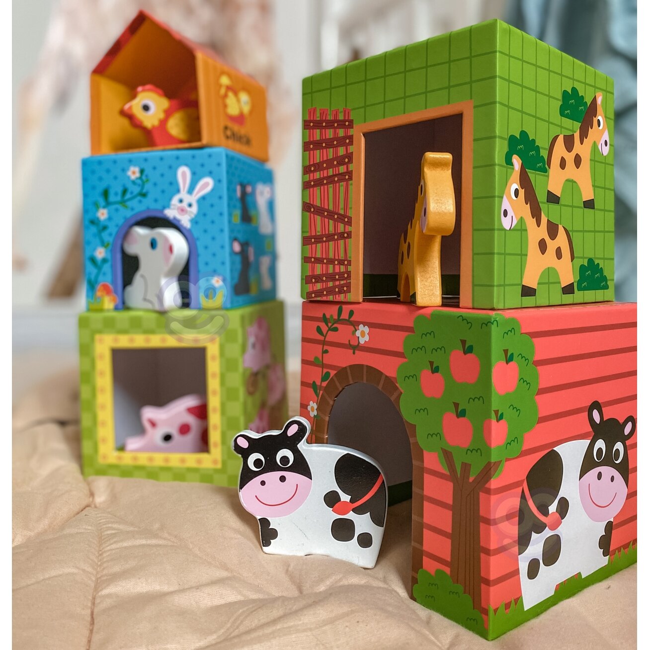 WOOPIE GREEN Edukacinė dėlionė Ūkis kubeliais dėžutėse + figūrėlės 10 el. 8 WOOPIE GREEN Edukacinė dėlionė Ūkis kubeliais dėžutėse + figūrėlės 10 el. 8