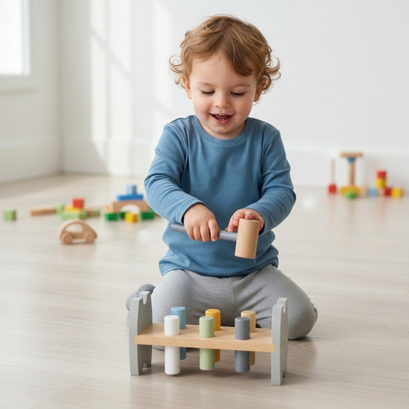 Viga PolarB medinė kalimo dėlionė su plaktuku Pingvinas Montessori 2 Viga PolarB medinė kalimo dėlionė su plaktuku Pingvinas Montessori 2