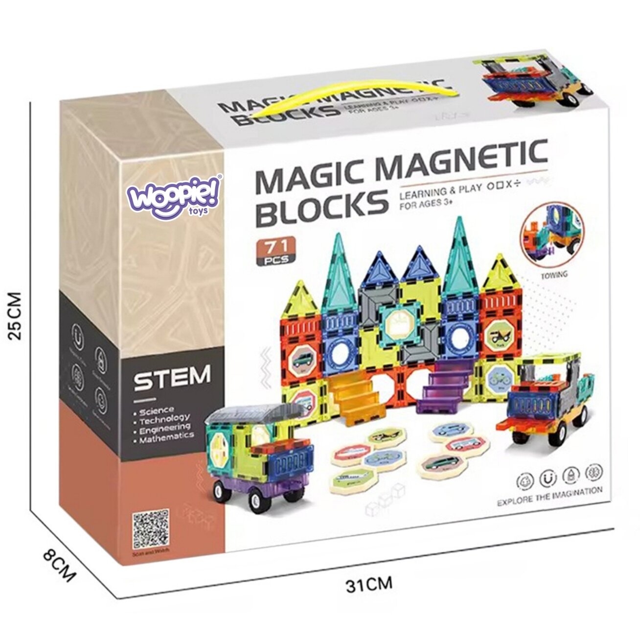 WOOPIE magnetinės 3D kaladėlės Rinkinys Pilis Transporto priemonės 71 vnt. 5 WOOPIE magnetinės 3D kaladėlės Rinkinys Pilis Transporto priemonės 71 vnt. 5