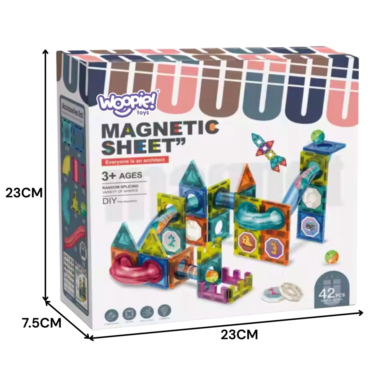 WOOPIE magnetiniai konstrukciniai 3D blokeliai edukacinis rinkinys rutuliukų trasa 42 el. 4 WOOPIE magnetiniai konstrukciniai 3D blokeliai edukacinis rinkinys rutuliukų trasa 42 el. 4