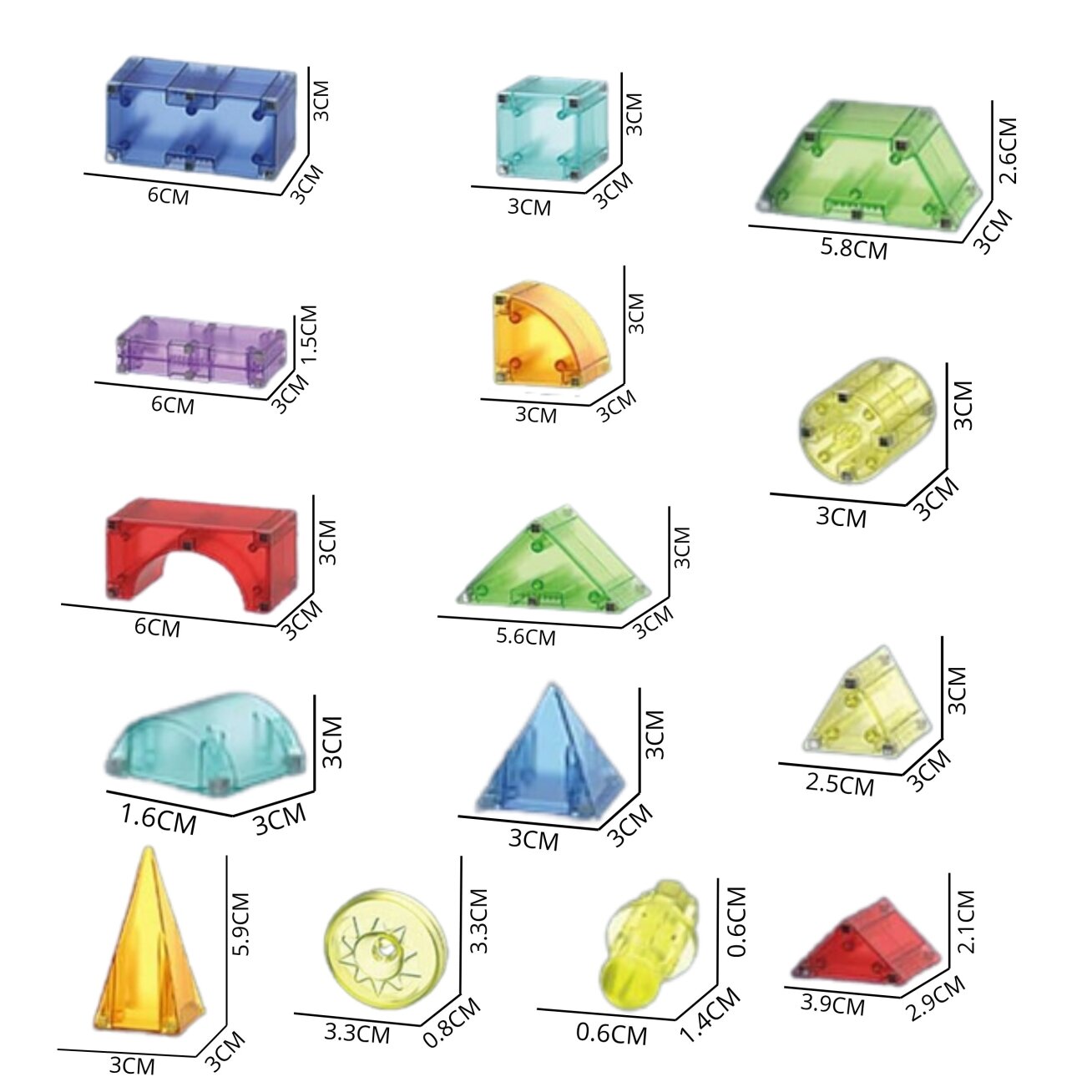 WOOPIE Magnetinės konstrukcinės kaladėlės 3D kubai, edukacinis rinkinys 63 el. 3