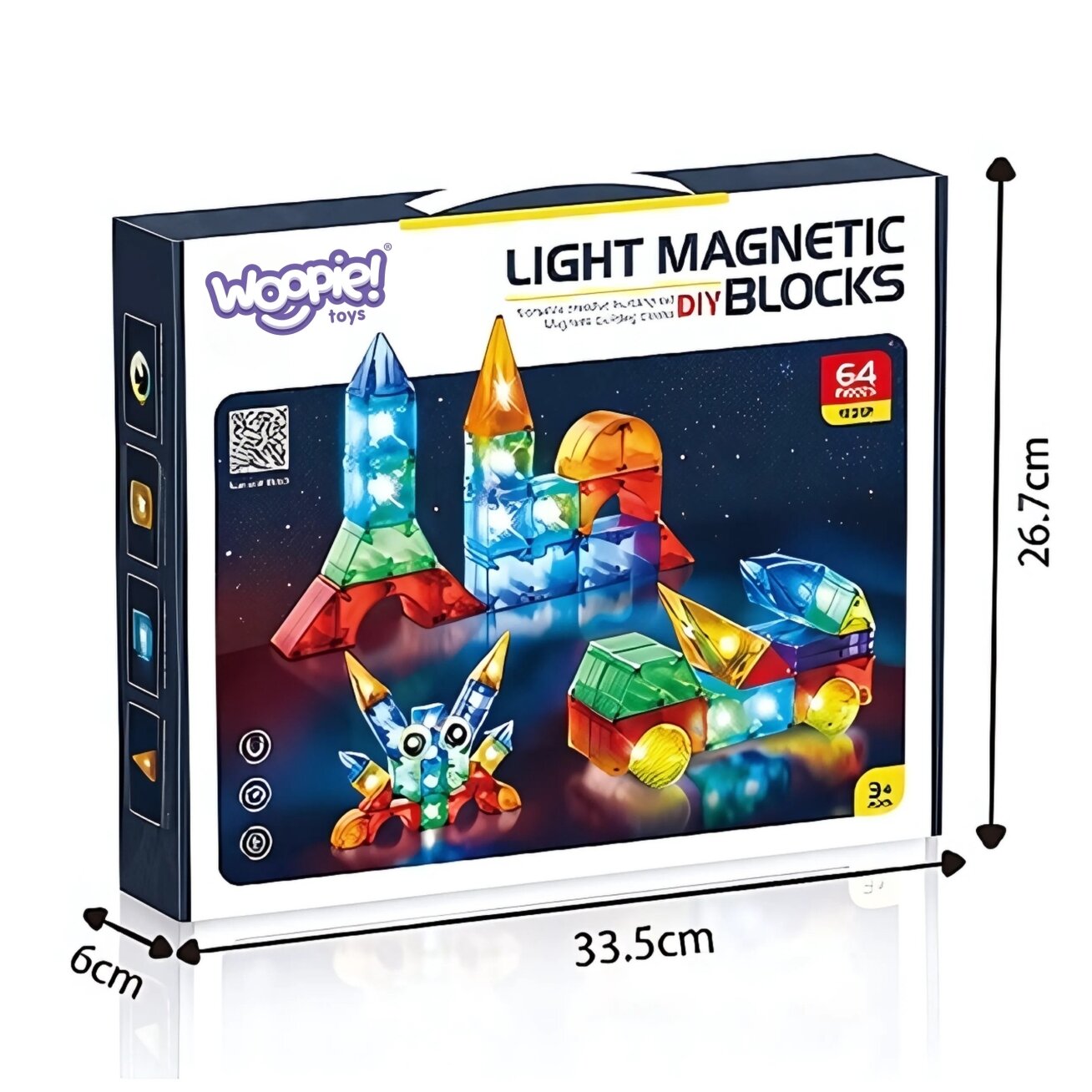 WOOPIE Magnetinės konstrukcinės kaladėlės 3D kubai, edukacinis rinkinys 63 el. 4