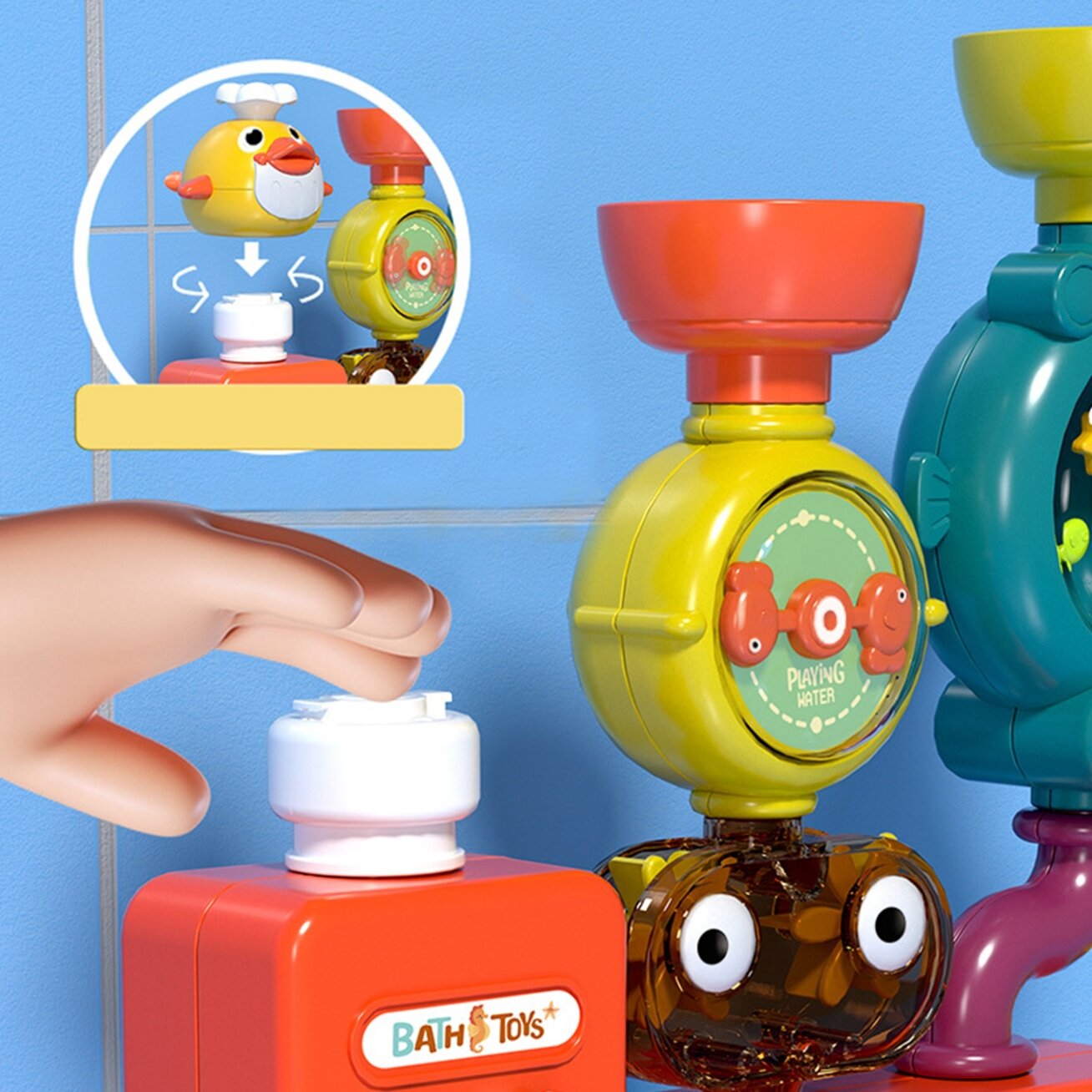 WOOPIE BABY maudymosi žaislas kranelis dušas perliejama fontanėlė ančiukas 7