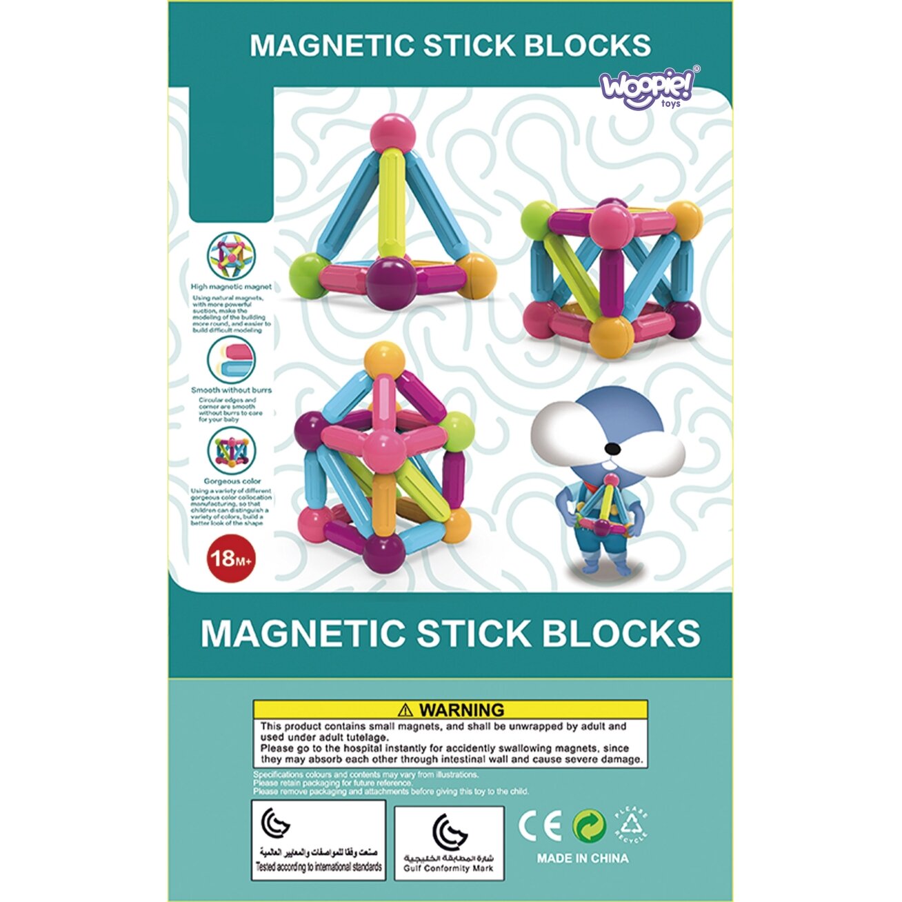WOOPIE magnetiniai konstrukciniai edukaciniai blokeliai dideli stori 28 vnt. 10 WOOPIE magnetiniai konstrukciniai edukaciniai blokeliai dideli stori 28 vnt. 10