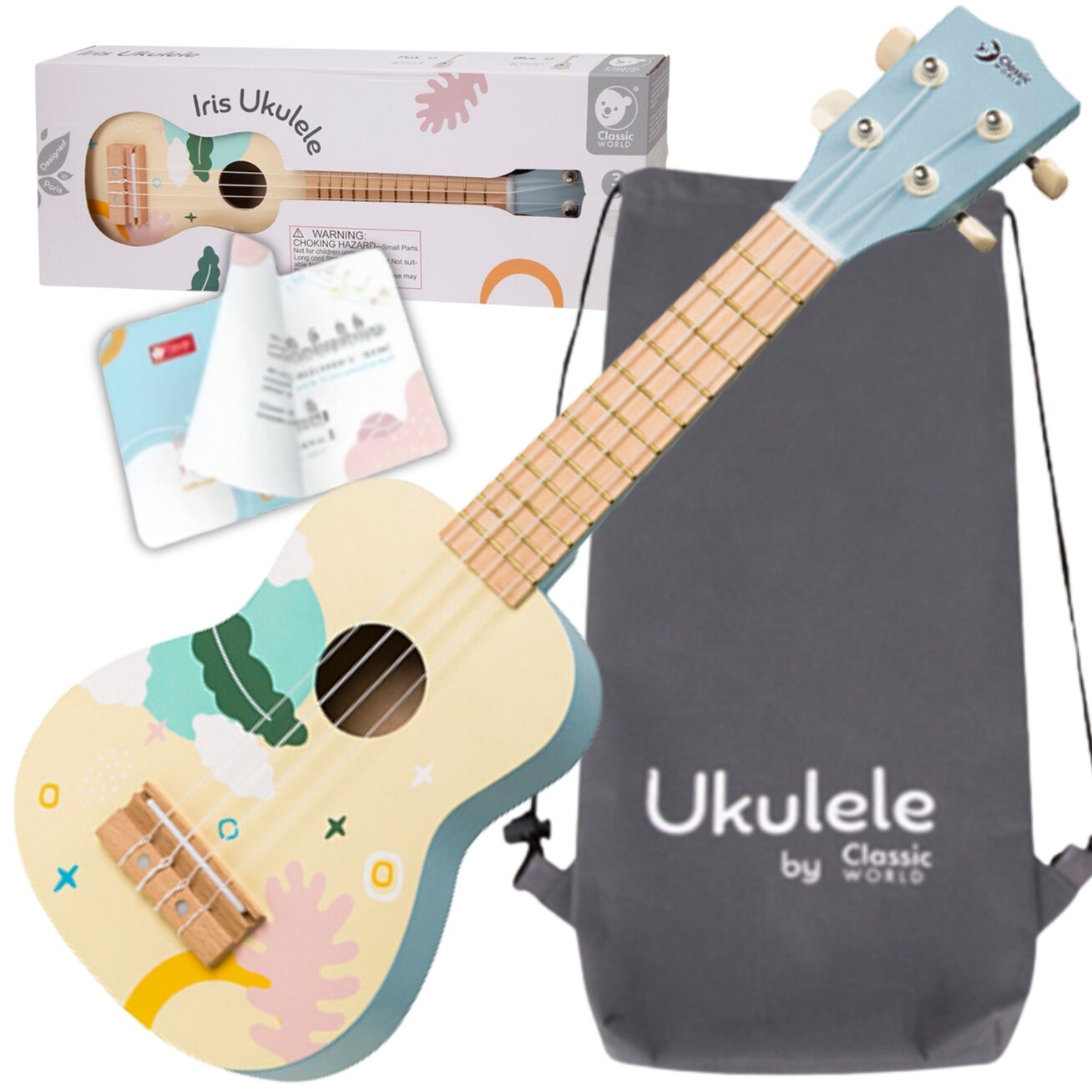 CLASSIC WORLD Medinė ukulelė gitara vaikams, mėlyna