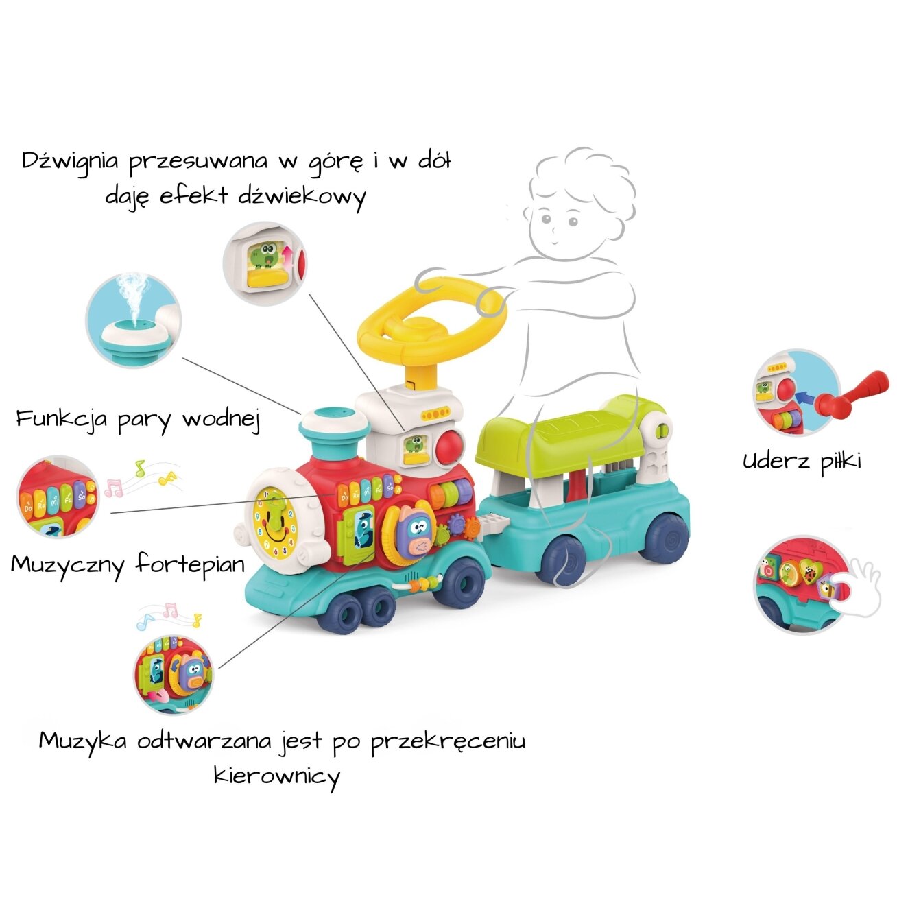 WOOPIE BABY Lokomotyvas stumdukas – paspirtukas 2in1 interaktyvus traukinys 2 WOOPIE BABY Lokomotyvas stumdukas – paspirtukas 2in1 interaktyvus traukinys 2