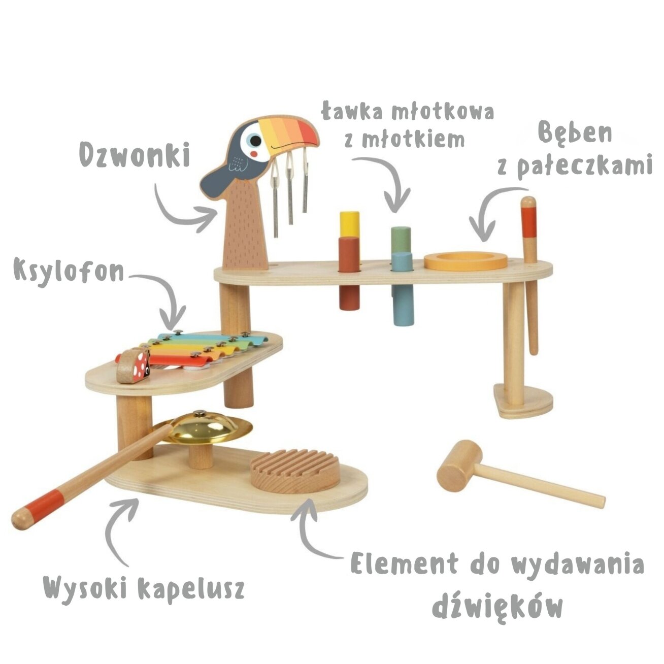 TOOKY TOY Edukacinis muzikinis staliukas - Tukanas 2