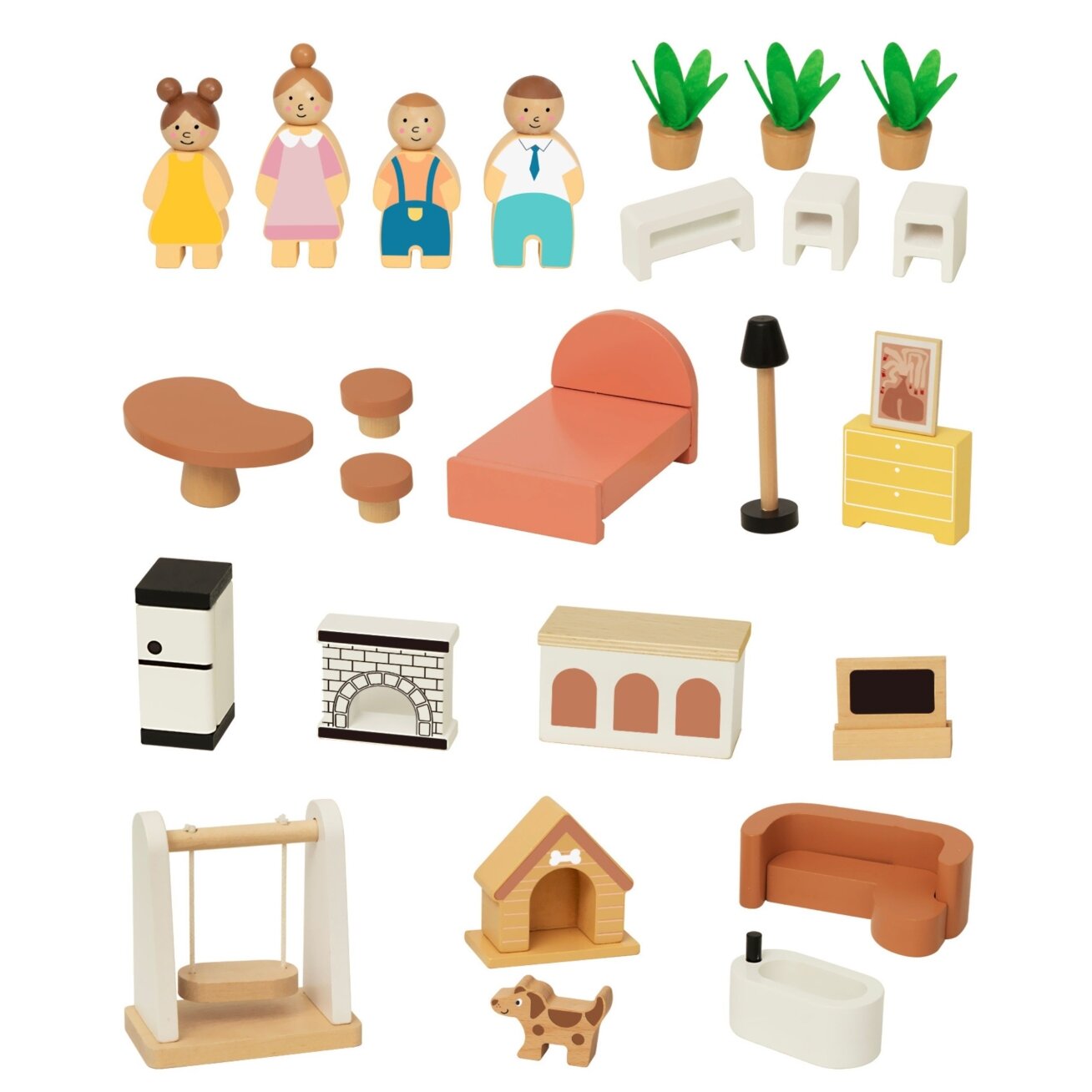 TOOKY TOY Medinė lėlių rezidencija 25 elementai 5