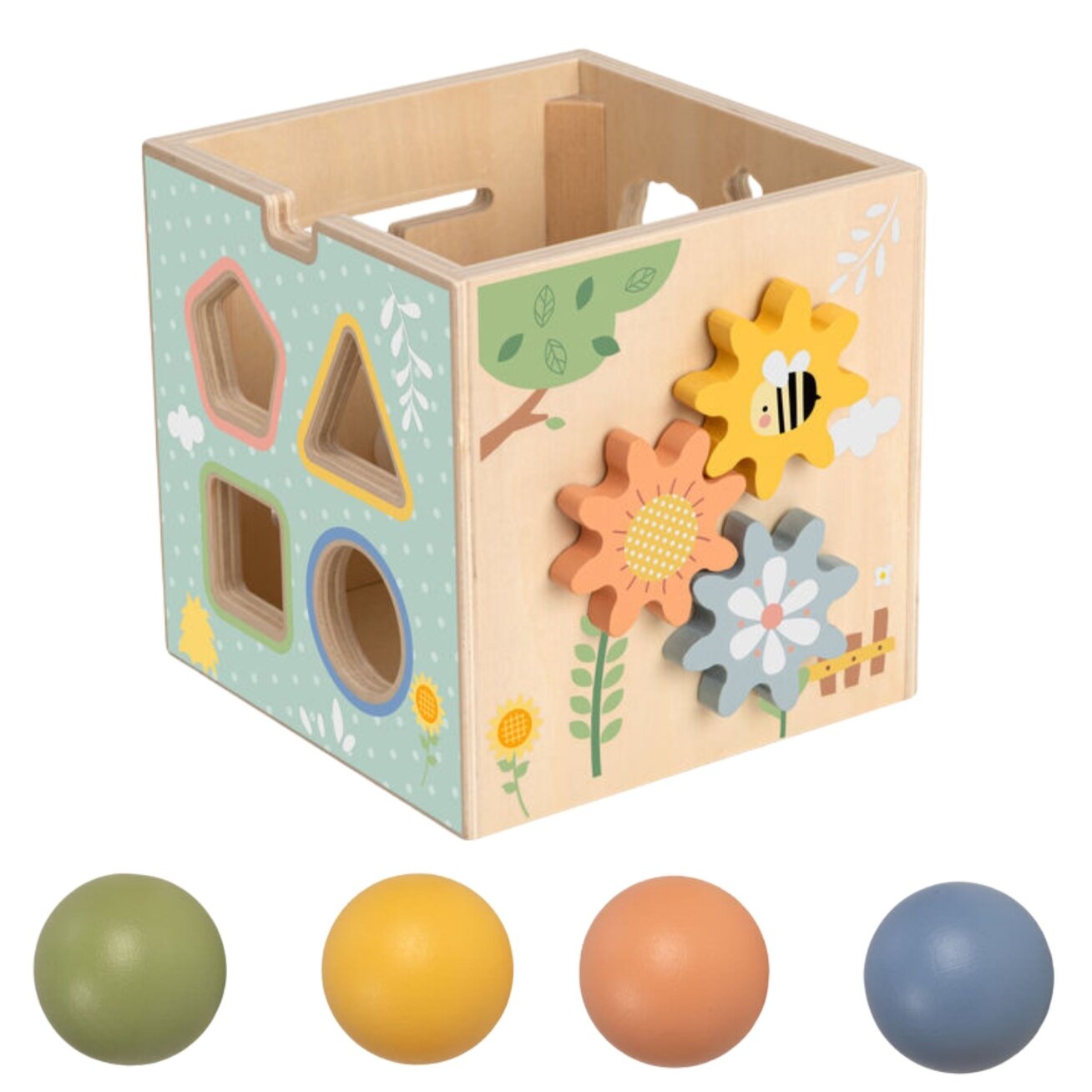 TOOKY TOY Medinė pavasarinė edukacinė kubo formos dėlionė 5in1 2