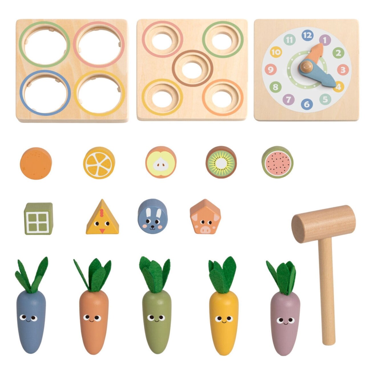 TOOKY TOY Medinė pavasarinė edukacinė kubo formos dėlionė 5in1 3
