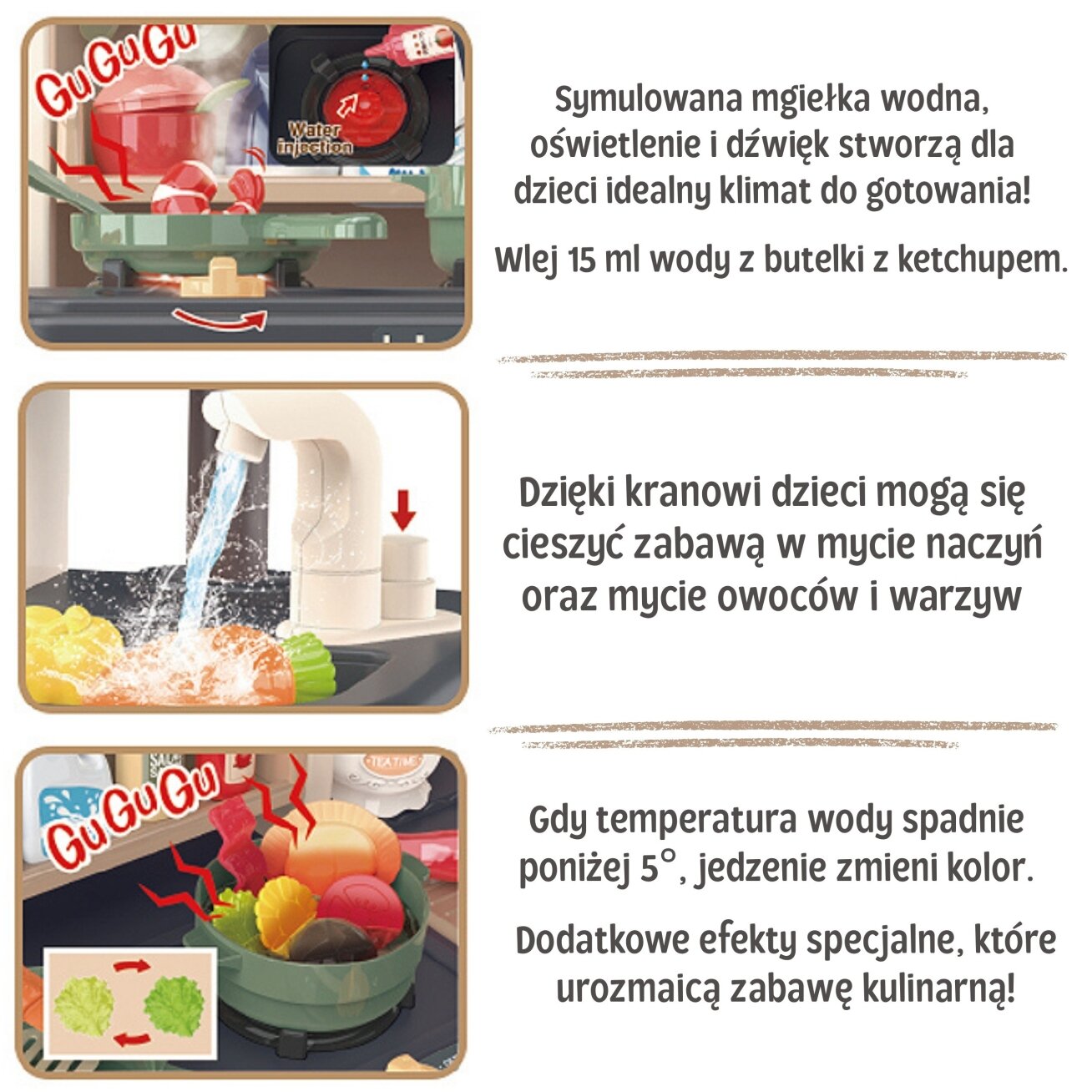 WOOPIE Interaktyvi virtuvė su garais, čiaupas su vandens cirkuliacija, efektai 88 el. 2 WOOPIE Interaktyvi virtuvė su garais, čiaupas su vandens cirkuliacija, efektai 88 el. 2