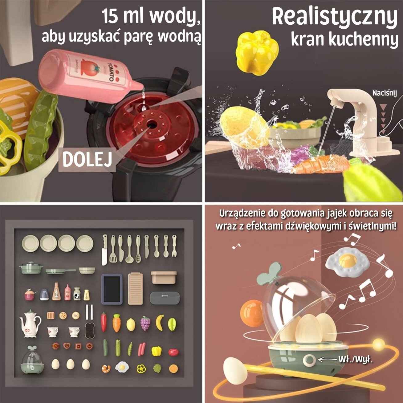 WOOPIE Interaktyvi virtuvė su garais, čiaupas su vandens cirkuliacija, efektai 88 el. 5 WOOPIE Interaktyvi virtuvė su garais, čiaupas su vandens cirkuliacija, efektai 88 el. 5