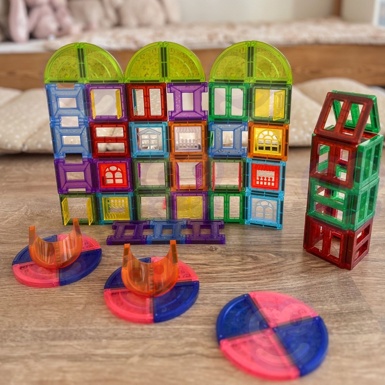 WOOPIE Magnetinės konstrukcinės 3D kaladėlės edukacinis rinkinys Pilis 100el. 1 WOOPIE Magnetinės konstrukcinės 3D kaladėlės edukacinis rinkinys Pilis 100el. 1