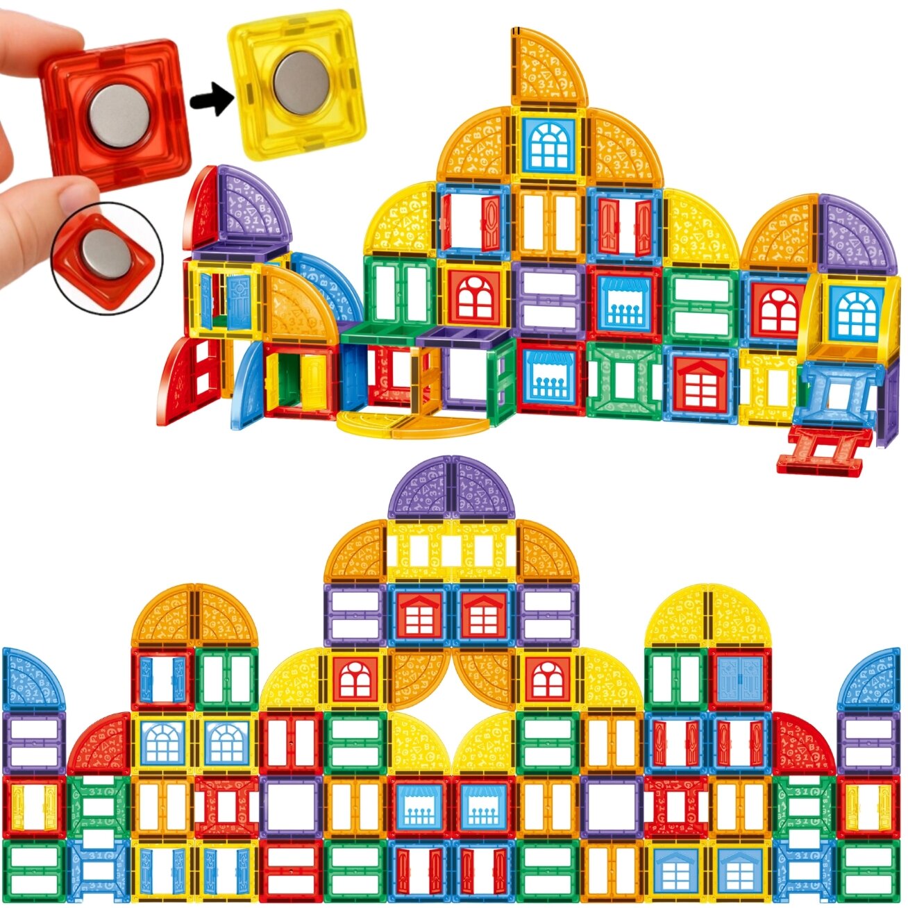 WOOPIE Magnetinės konstrukcinės 3D kaladėlės edukacinis rinkinys Pilis 100el. 5 WOOPIE Magnetinės konstrukcinės 3D kaladėlės edukacinis rinkinys Pilis 100el. 5