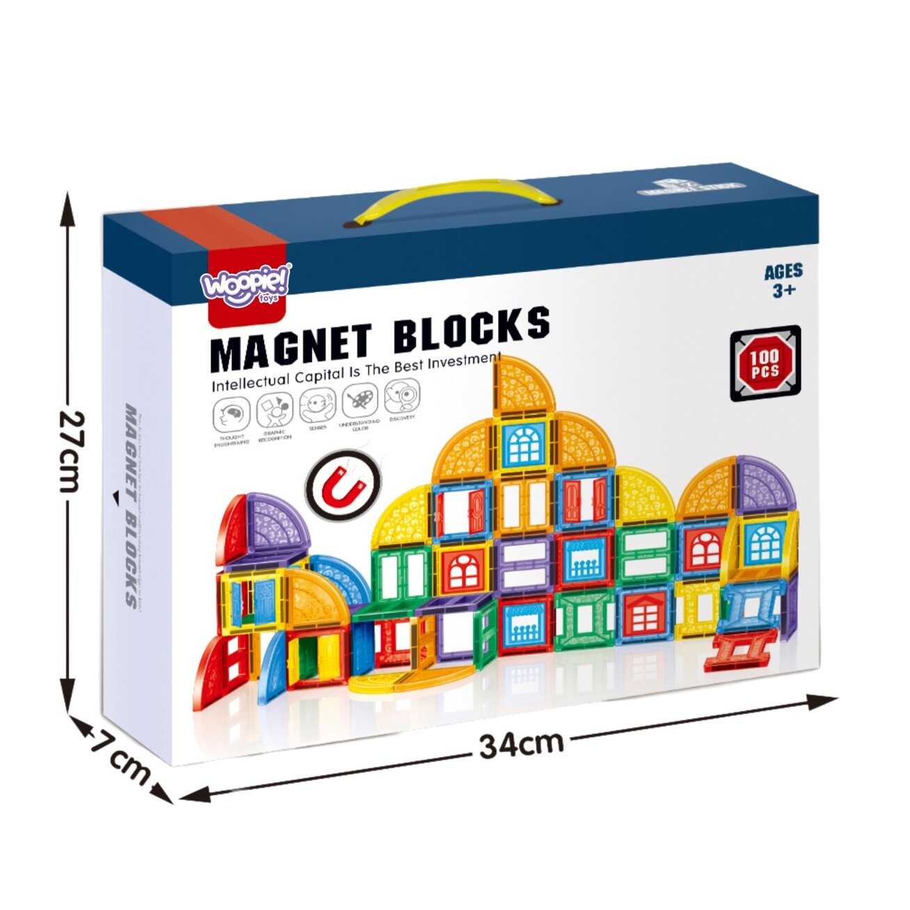 WOOPIE Magnetinės konstrukcinės 3D kaladėlės edukacinis rinkinys Pilis 100el. 7 WOOPIE Magnetinės konstrukcinės 3D kaladėlės edukacinis rinkinys Pilis 100el. 7