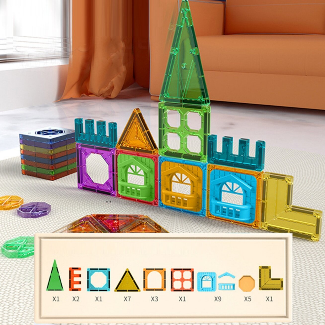 WOOPIE Magnetinės konstrukcinės kaladėlės 3D edukacinis rinkinys Pilis 30 vnt. 2 WOOPIE Magnetinės konstrukcinės kaladėlės 3D edukacinis rinkinys Pilis 30 vnt. 2