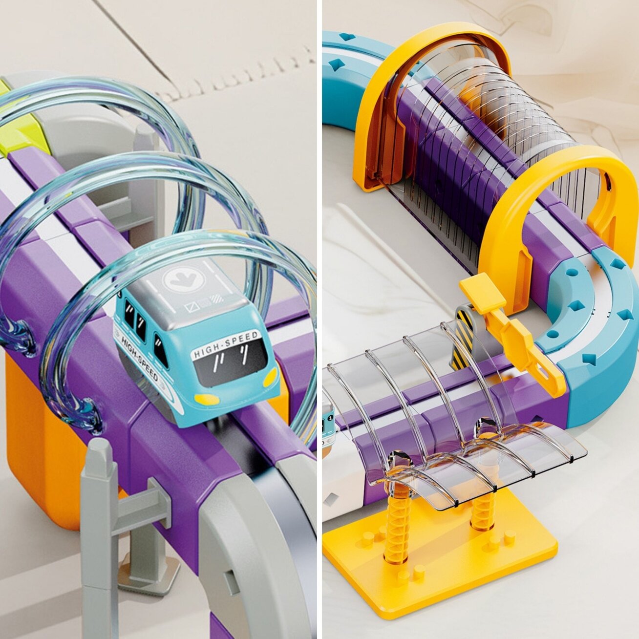 WOOPIE Magnetinis konstrukcinis rinkinys Geležinkelio trasa su traukos efektu 126 el. 1 WOOPIE Magnetinis konstrukcinis rinkinys Geležinkelio trasa su traukos efektu 126 el. 1