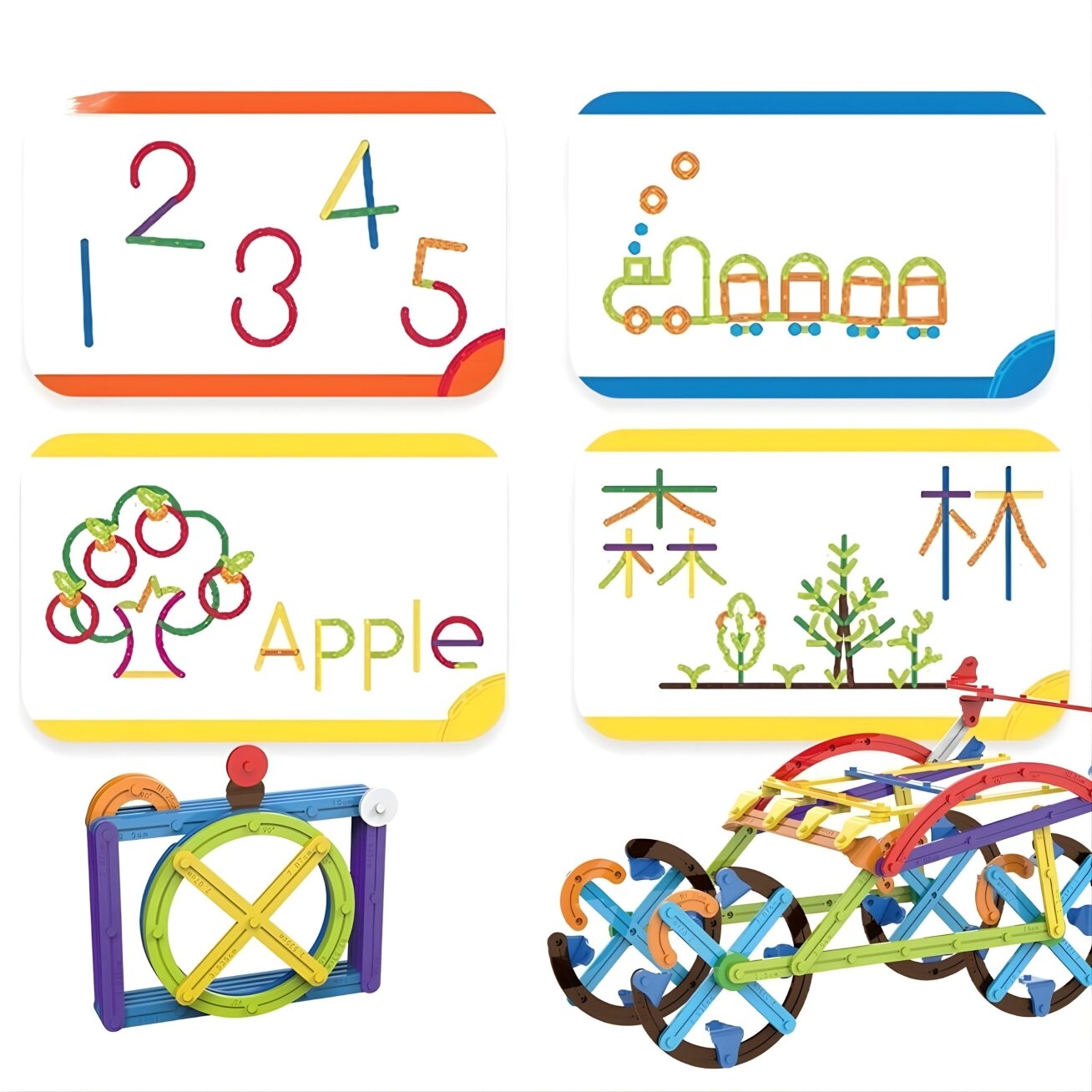 WOOPIE 3D edukacinės matematinės konstrukcinės kaladėlės 155 el. 3