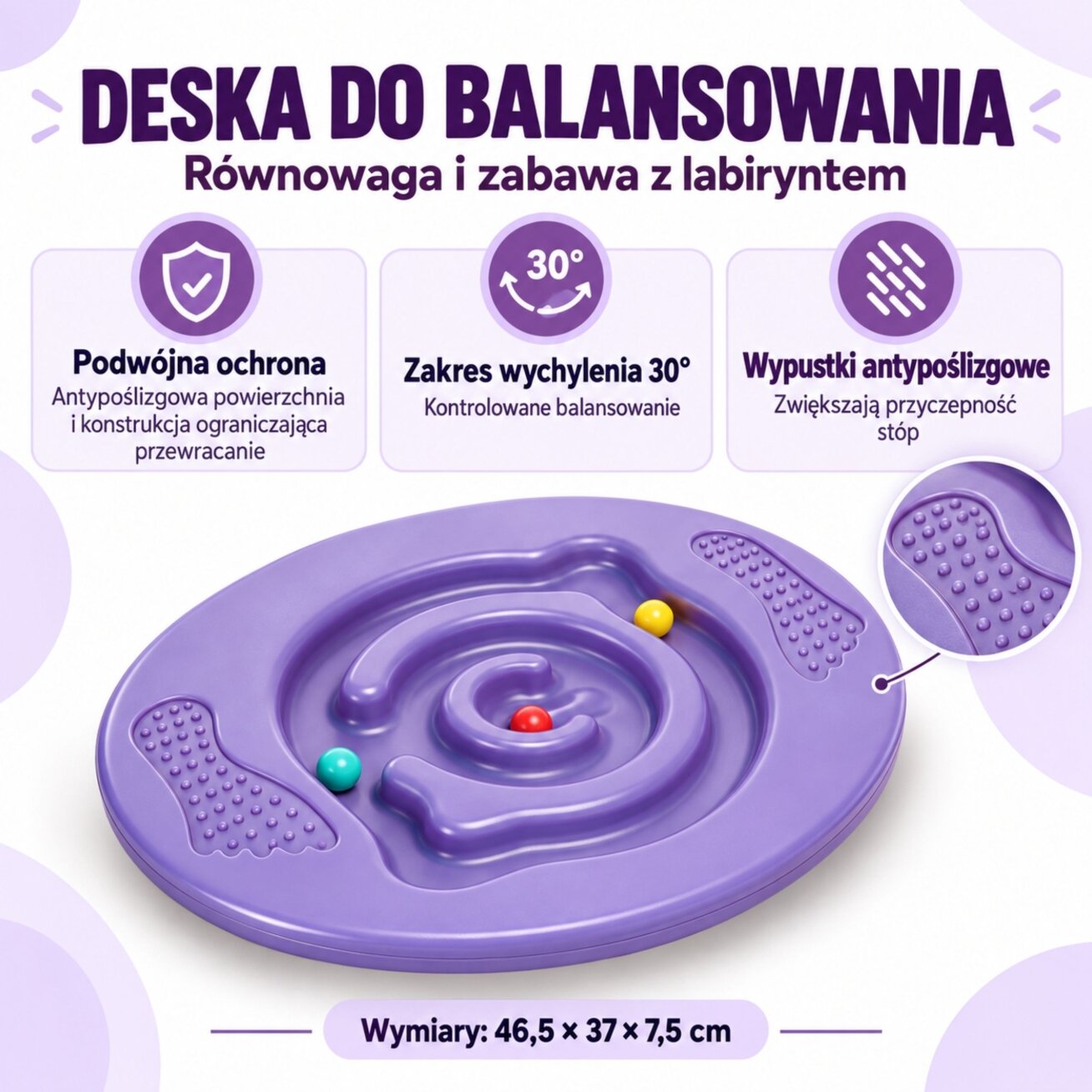 WOOPIE Apvali balansavimo lenta violetinė pusiausvyros diskas labirintas 2