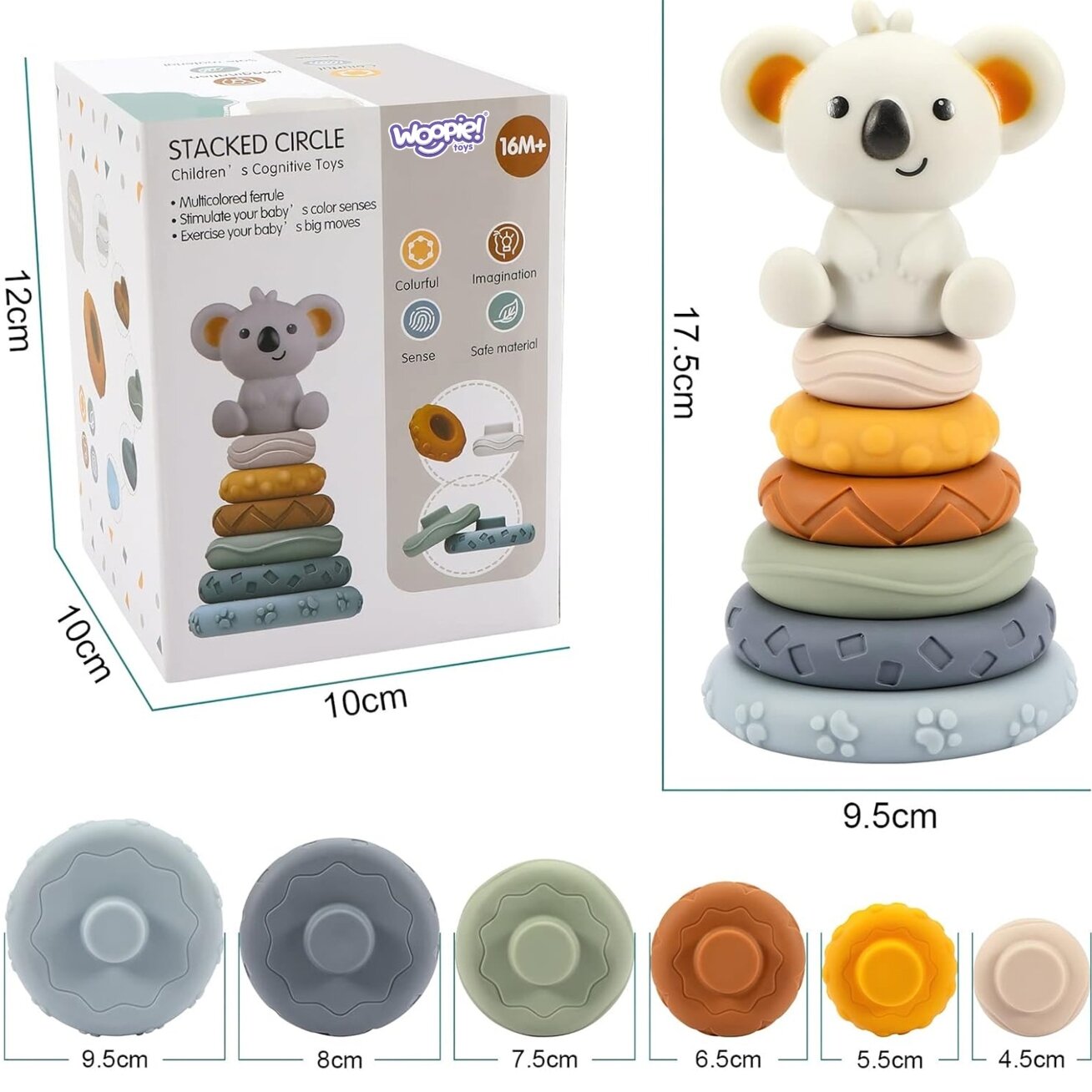 WOOPIE BABY Edukacinis rinkinys Piramidėlė Koala 2in1 kramtukas 6 WOOPIE BABY Edukacinis rinkinys Piramidėlė Koala 2in1 kramtukas 6