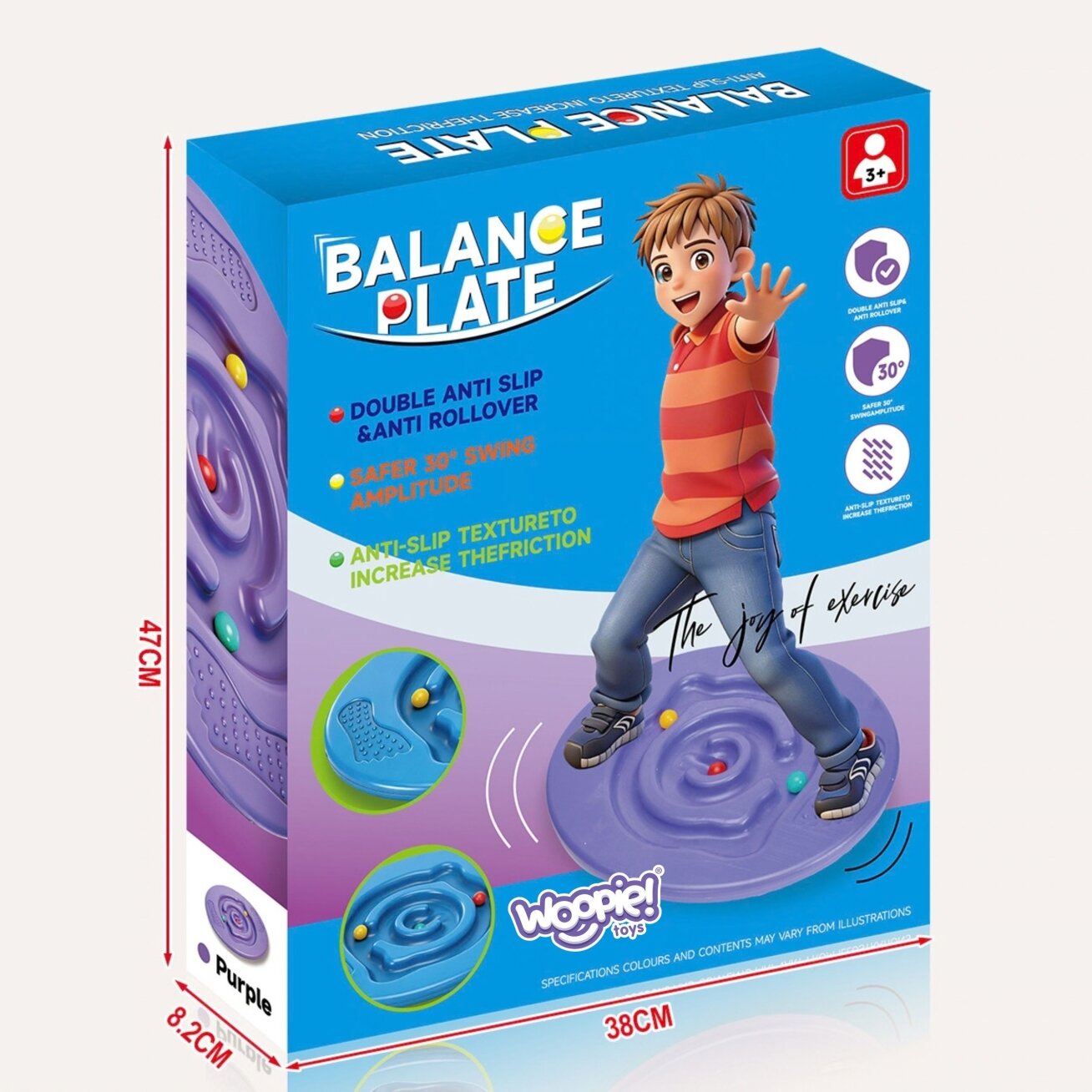 WOOPIE Apvali balansavimo lenta violetinė pusiausvyros diskas labirintas 4