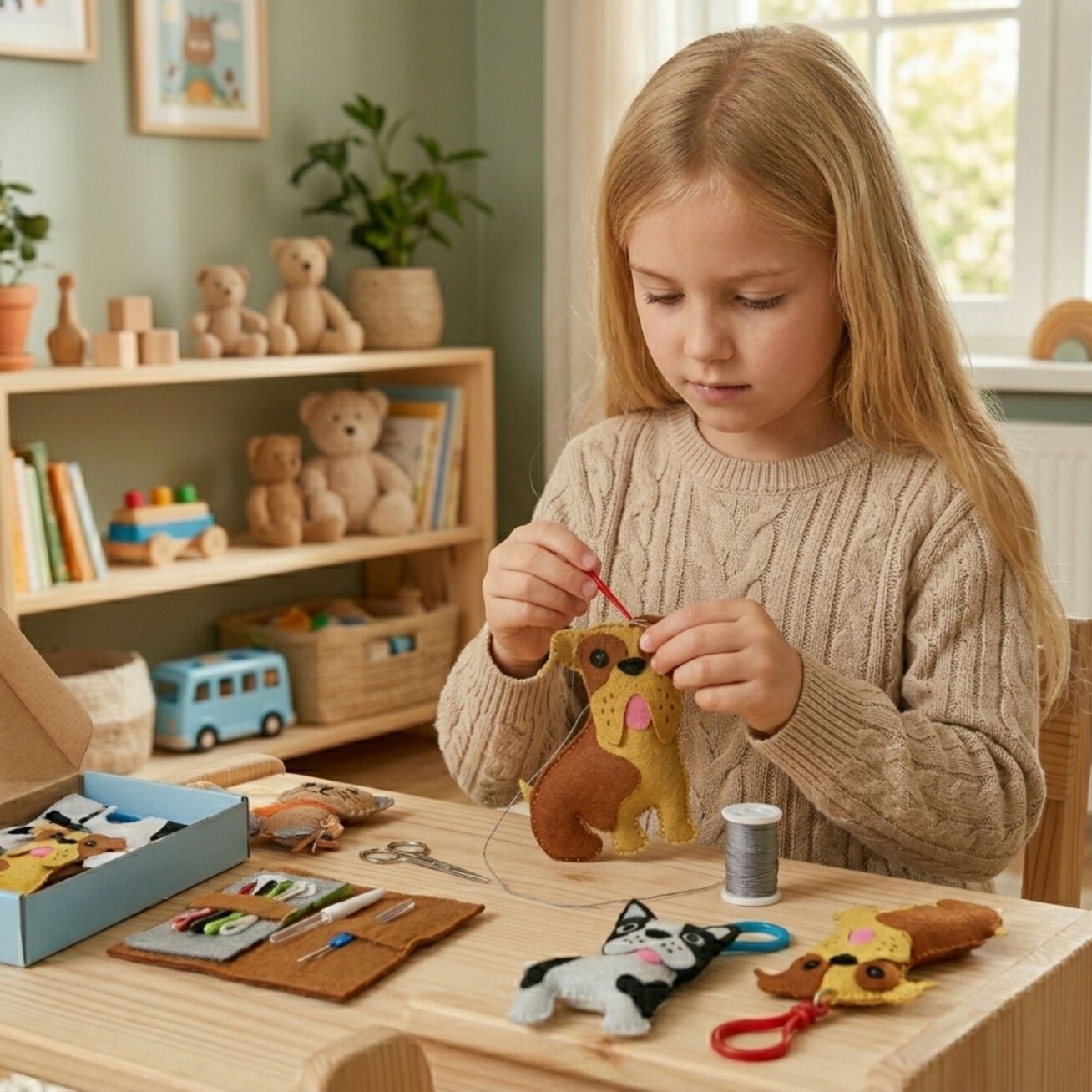 WOOPIE Vaikiškas siuvimo rinkinys ŠUNIUKAI DIY raktų pakabukas 2 WOOPIE Vaikiškas siuvimo rinkinys ŠUNIUKAI DIY raktų pakabukas 2
