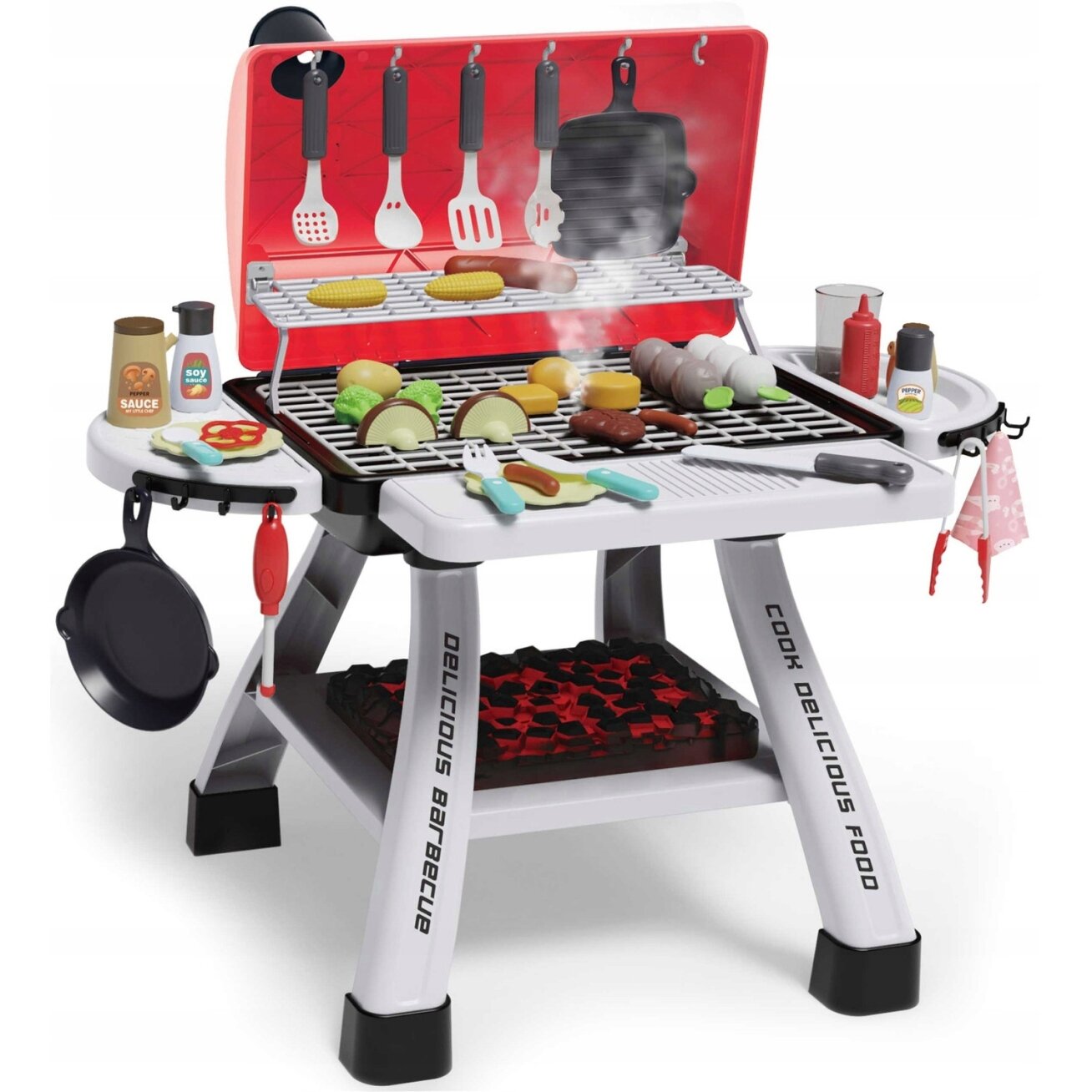 WOOPIE Interaktyvus lauko grilis Barbecue virtuvė su garų efektu LED XL rinkinys 41 el. 6