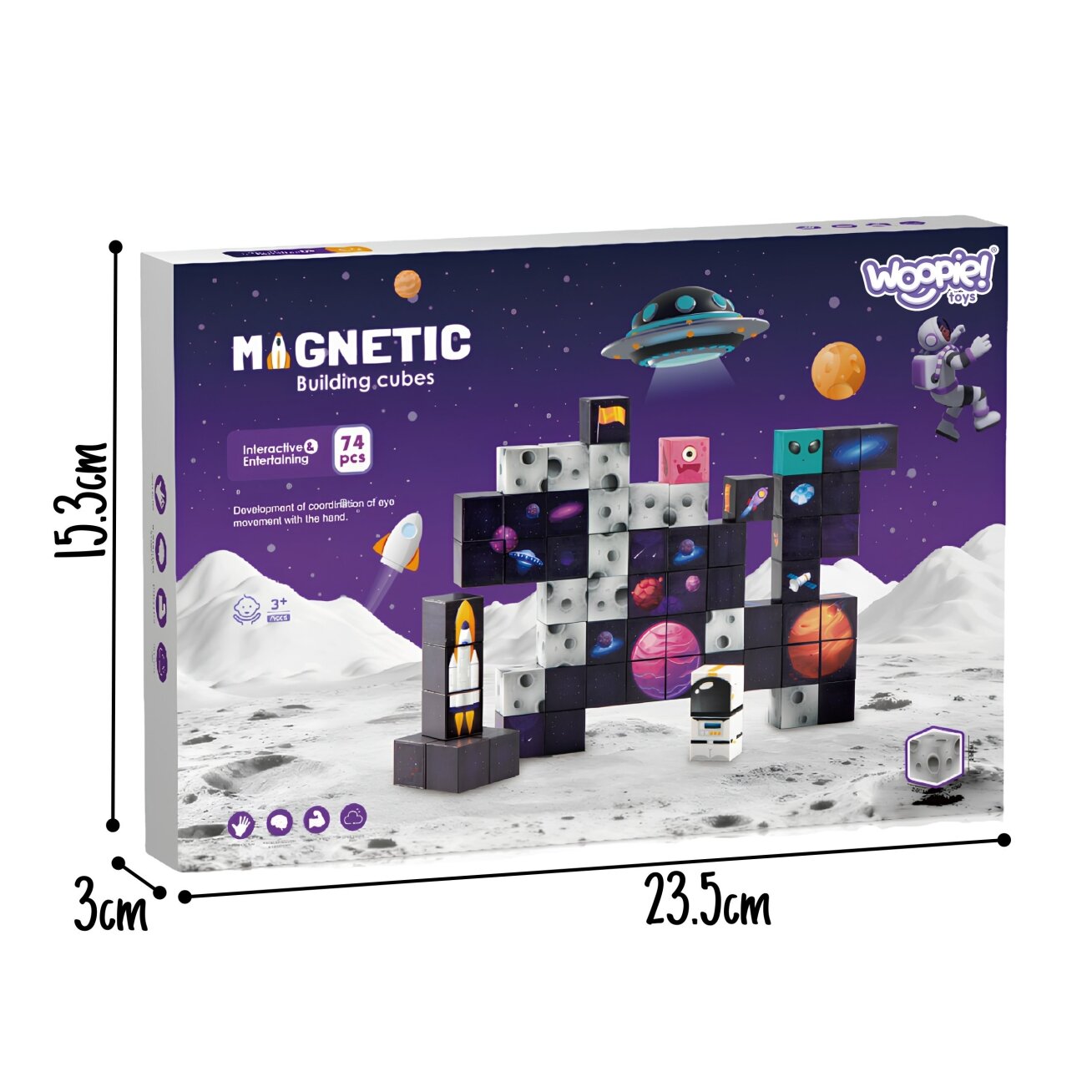 WOOPIE Magnetinės konstrukcinės kaladėlės Kosmosas 74 vnt. 6