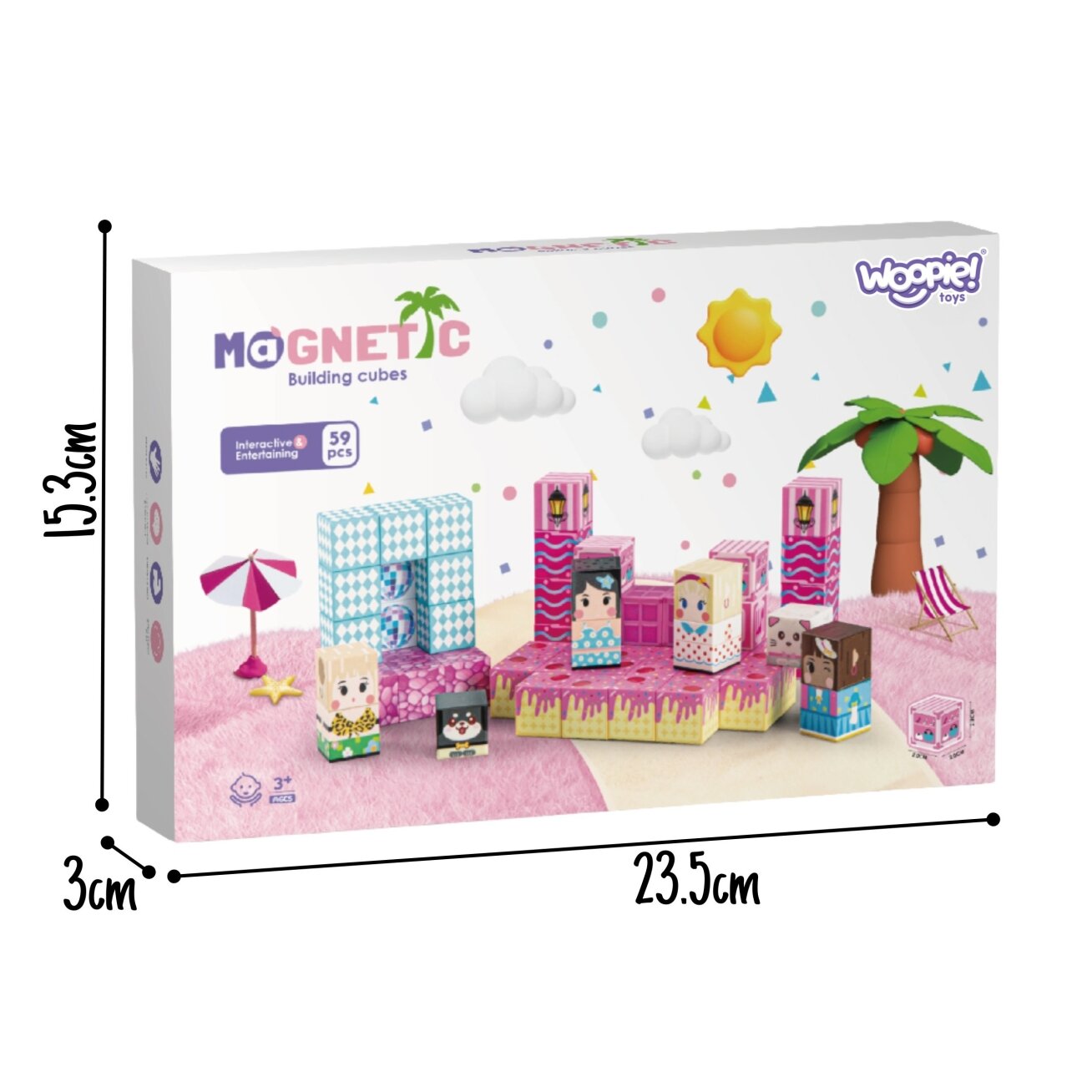 WOOPIE Magnetinės kaladėlės Kubai Magnetai 59 vnt. 3D 6