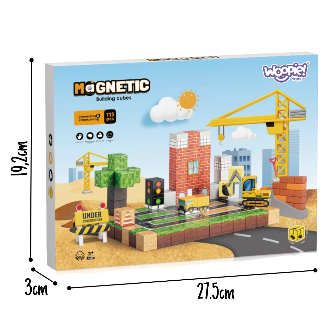 WOOPIE Magnetiniai konstrukciniai kaladėliai Statybų aikštelė 115 el. 6