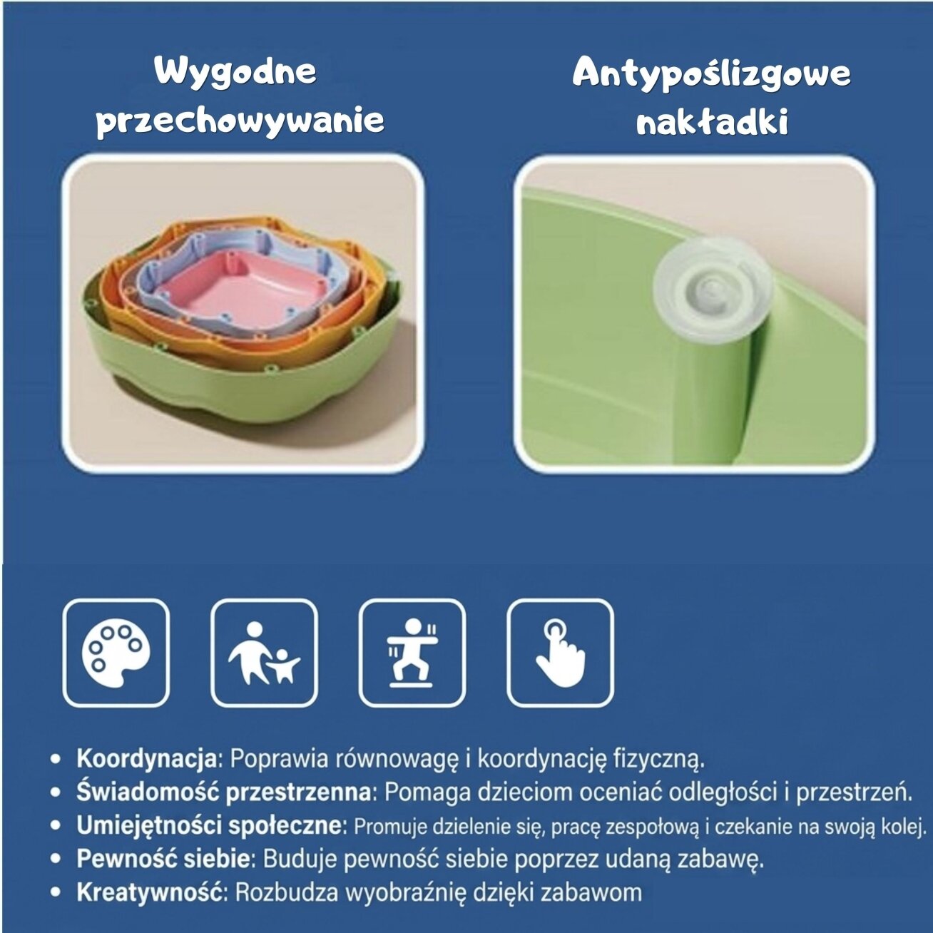 WOOPIE Sensoriniai balansavimo akmenys 5 vnt. 2