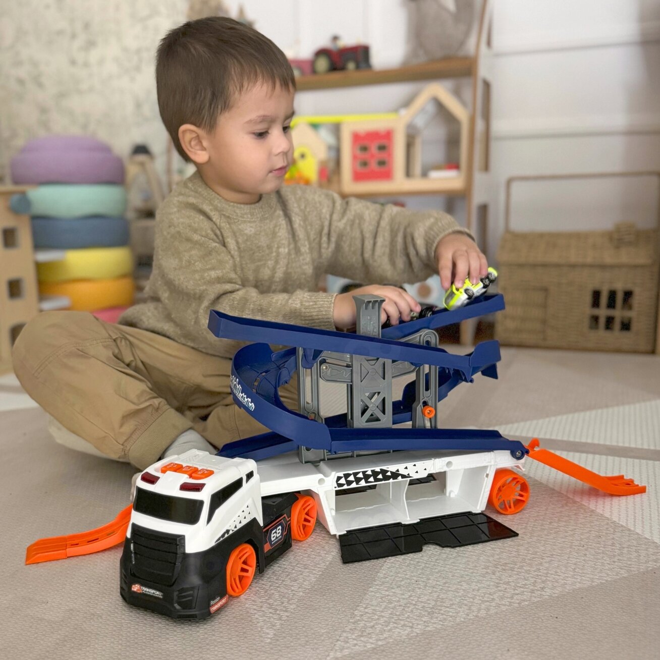 WOOPIE Interaktyvus TIR autovežis trasa automobiliams su garsu ir šviesa 3