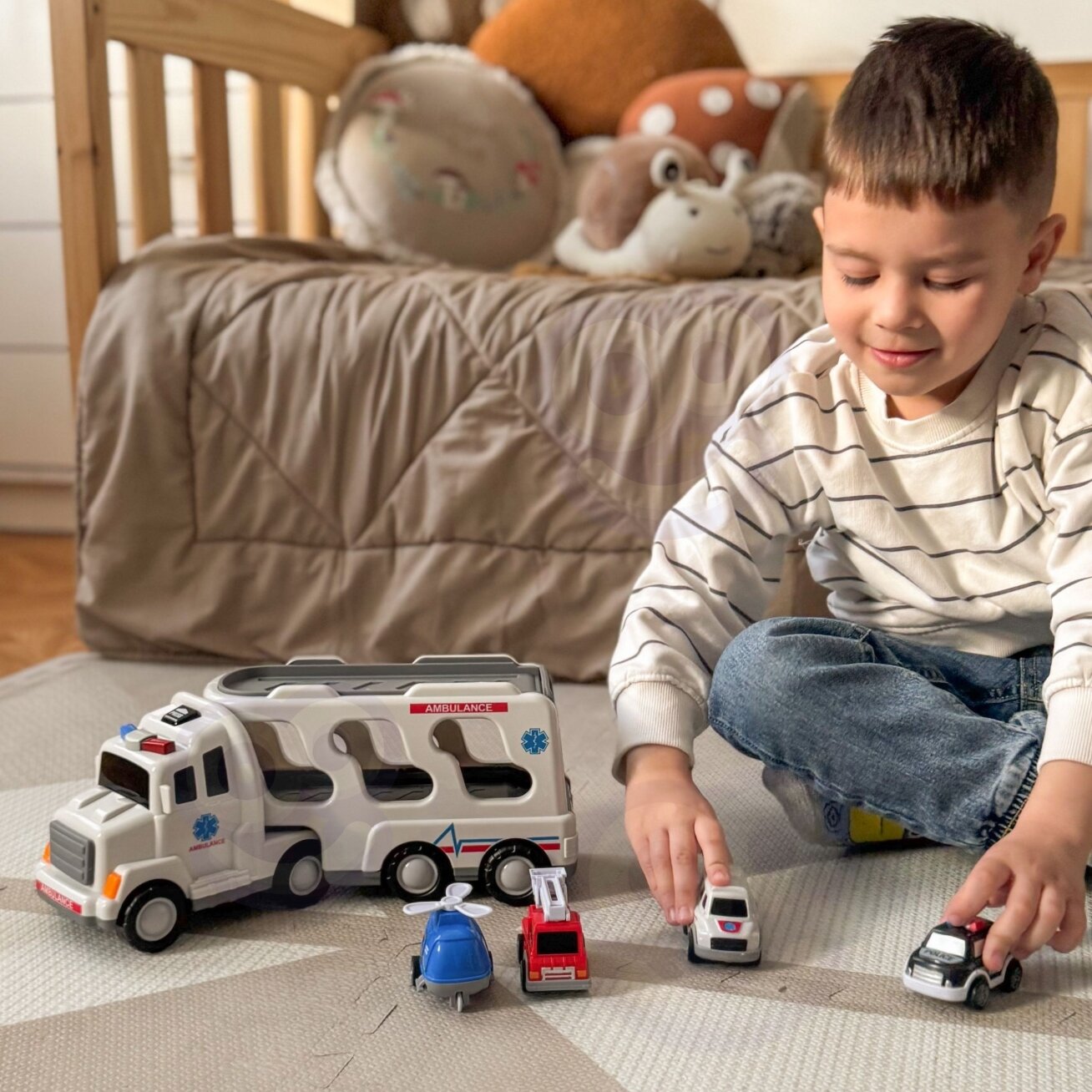 WOOPIE Kelių autovežis rinkinys 5 Automobiliai - Greitoji pagalba 1