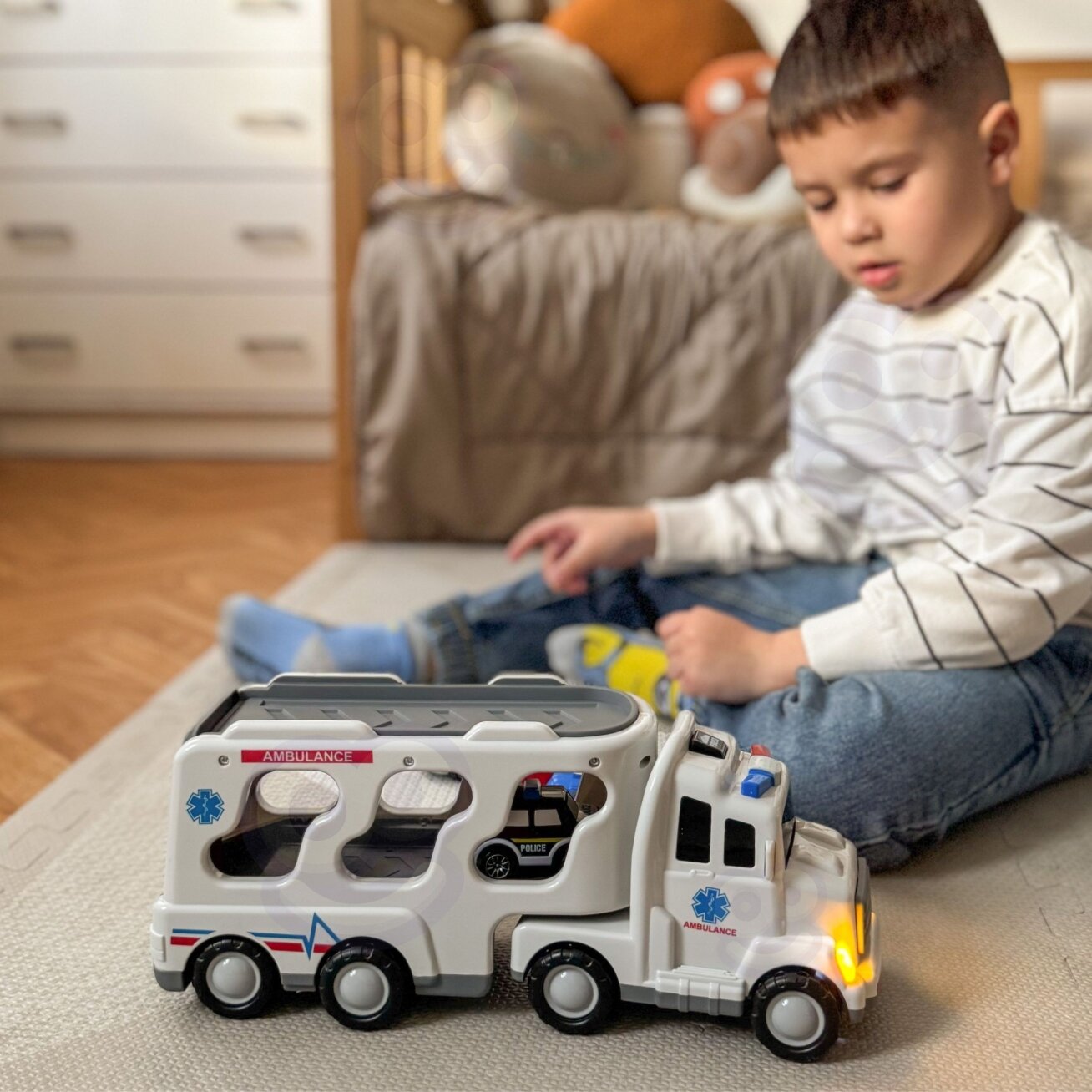 WOOPIE Kelių autovežis rinkinys 5 Automobiliai - Greitoji pagalba 3 WOOPIE Kelių autovežis rinkinys 5 Automobiliai - Greitoji pagalba 3