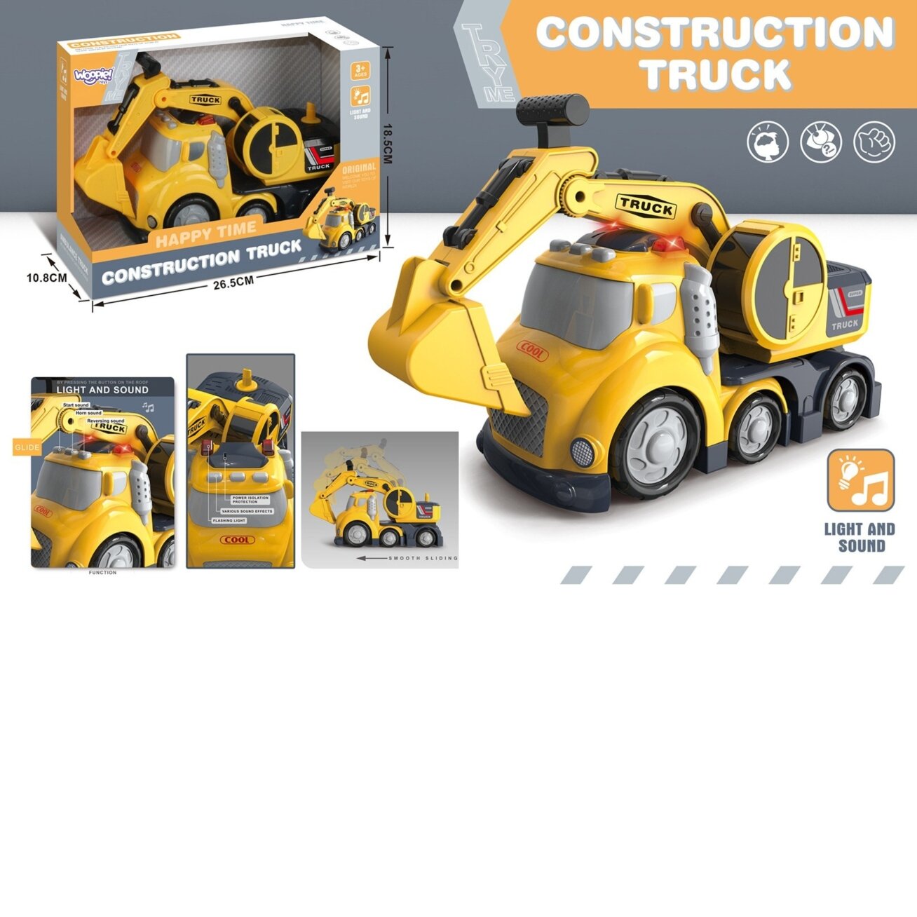 WOOPIE ekskavatorius City Truck su garso ir šviesos efektais 12