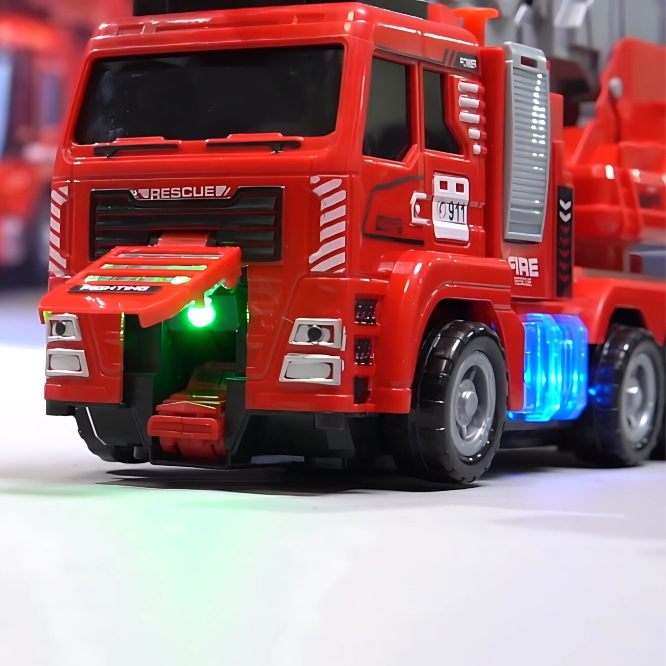 WOOPIE Interaktyvus gaisrinės automobilis su judančiomis kopėčiomis 4
