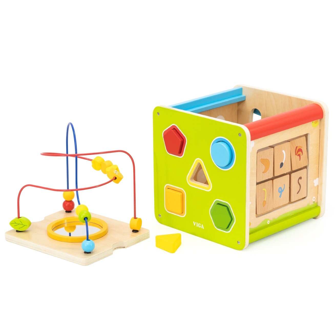 Viga medinė edukacinė veiklų kubas 5in1 8