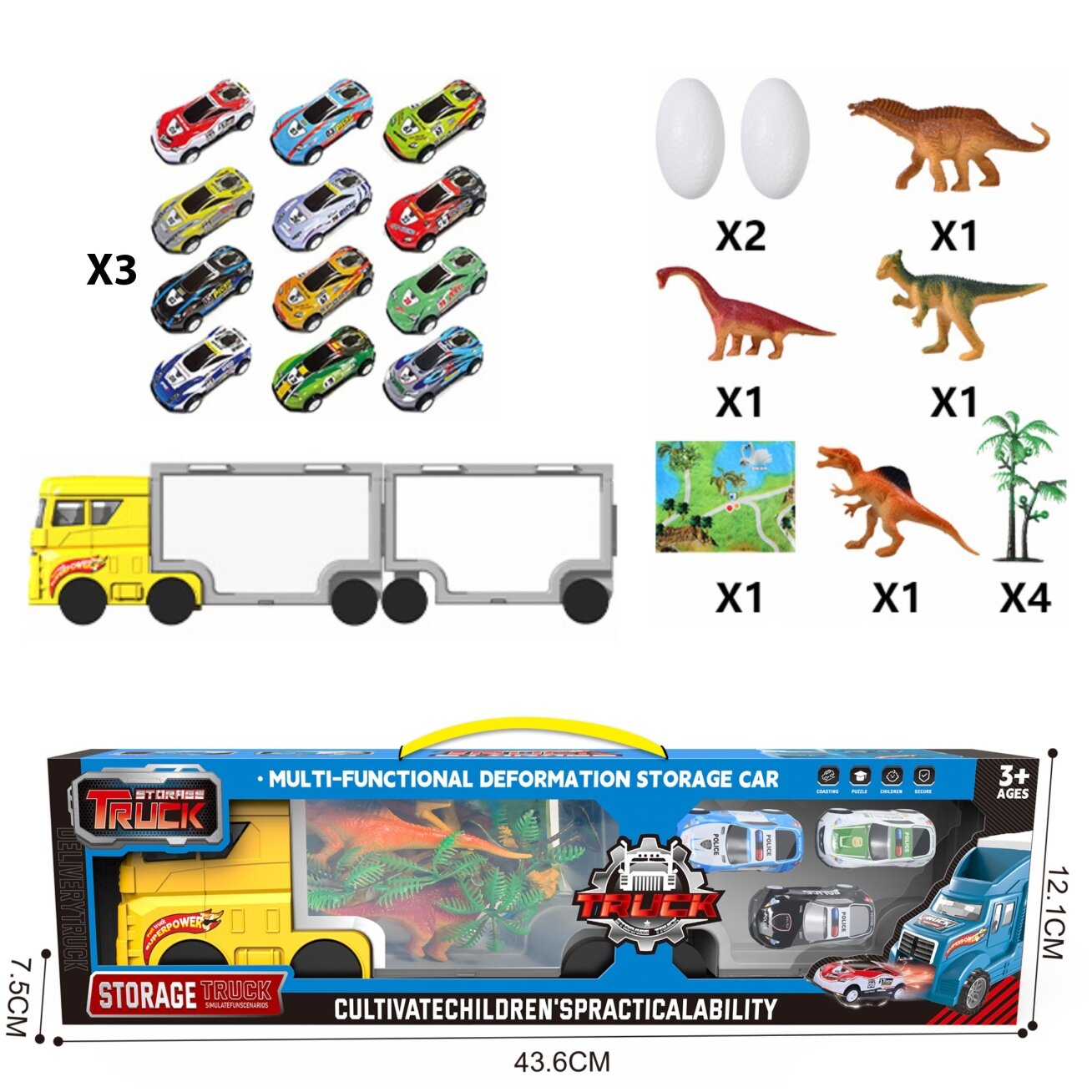 WOOPIE Sunkvežimis-transporteris 2in1 Dinozaurų rinkinys + maketas 5 WOOPIE Sunkvežimis-transporteris 2in1 Dinozaurų rinkinys + maketas 5