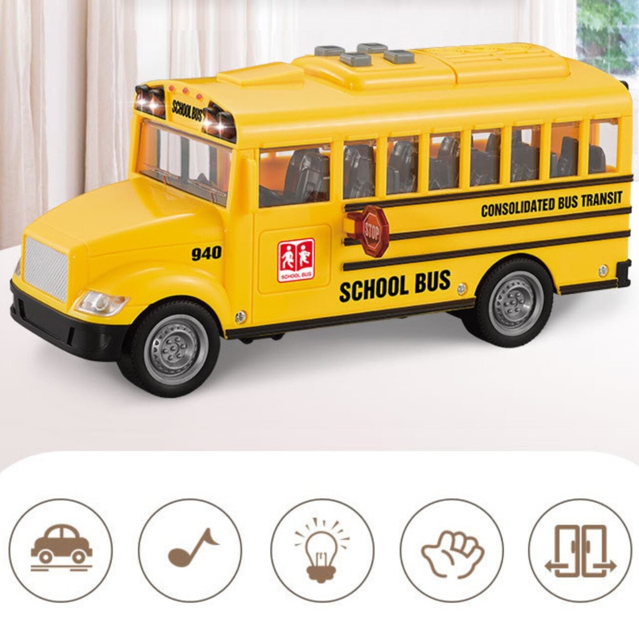 WOOPIE Interaktyvus elektrinis mokyklinis autobusas 1:20 Šviesa Garsas Dovana 3 WOOPIE Interaktyvus elektrinis mokyklinis autobusas 1:20 Šviesa Garsas Dovana 3