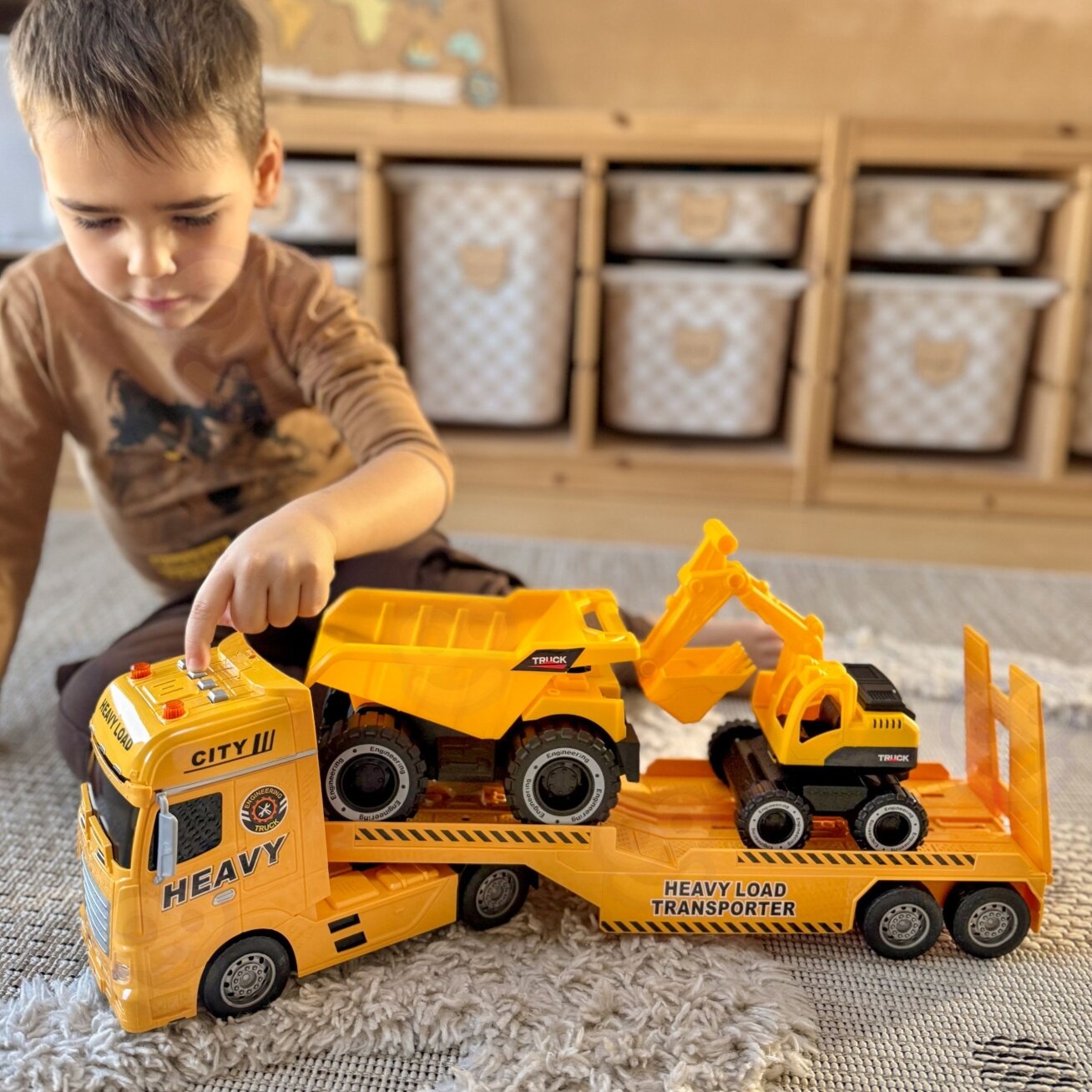 WOOPIE Autovežis su statybinėmis transporto priemonėmis 1 WOOPIE Autovežis su statybinėmis transporto priemonėmis 1