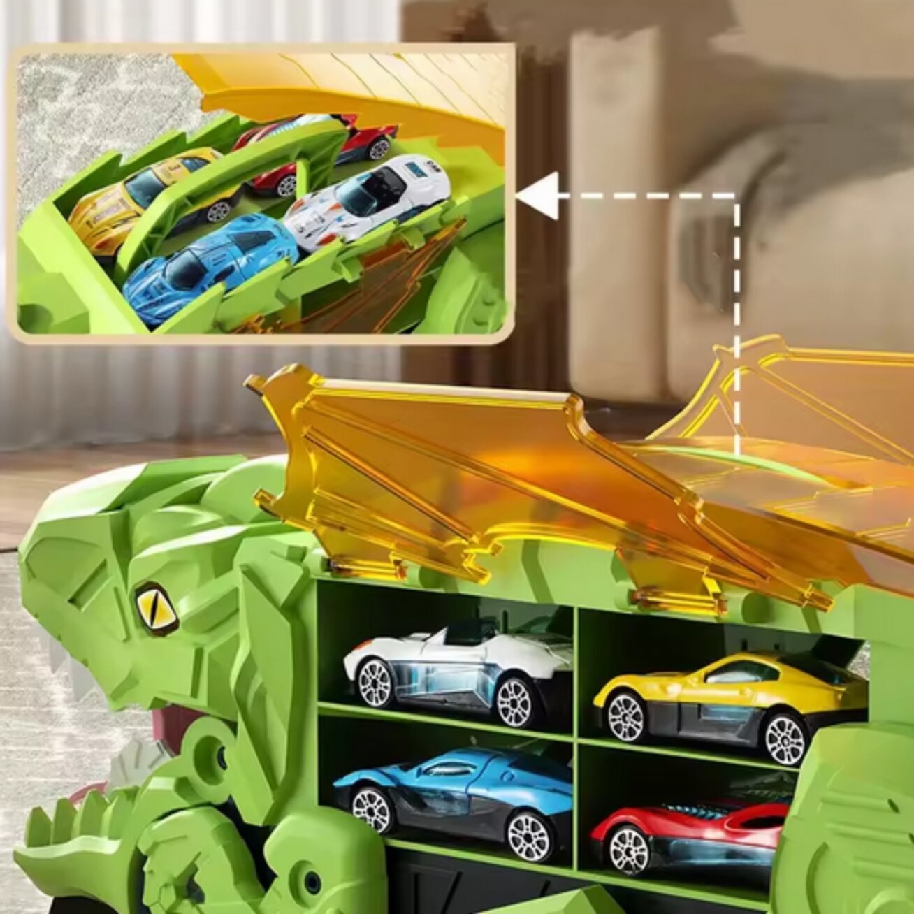 WOOPIE Transporto priemonių rinkinys Dinozauro rijiko trasa 13 el. 1