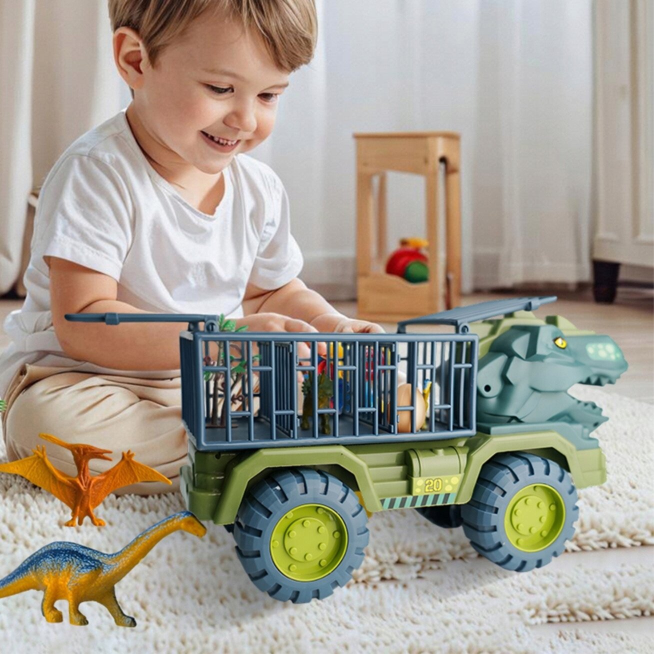WOOPIE Dinozaurų sunkvežimis-transportuotojas figūrėlėms 2 WOOPIE Dinozaurų sunkvežimis-transportuotojas figūrėlėms 2