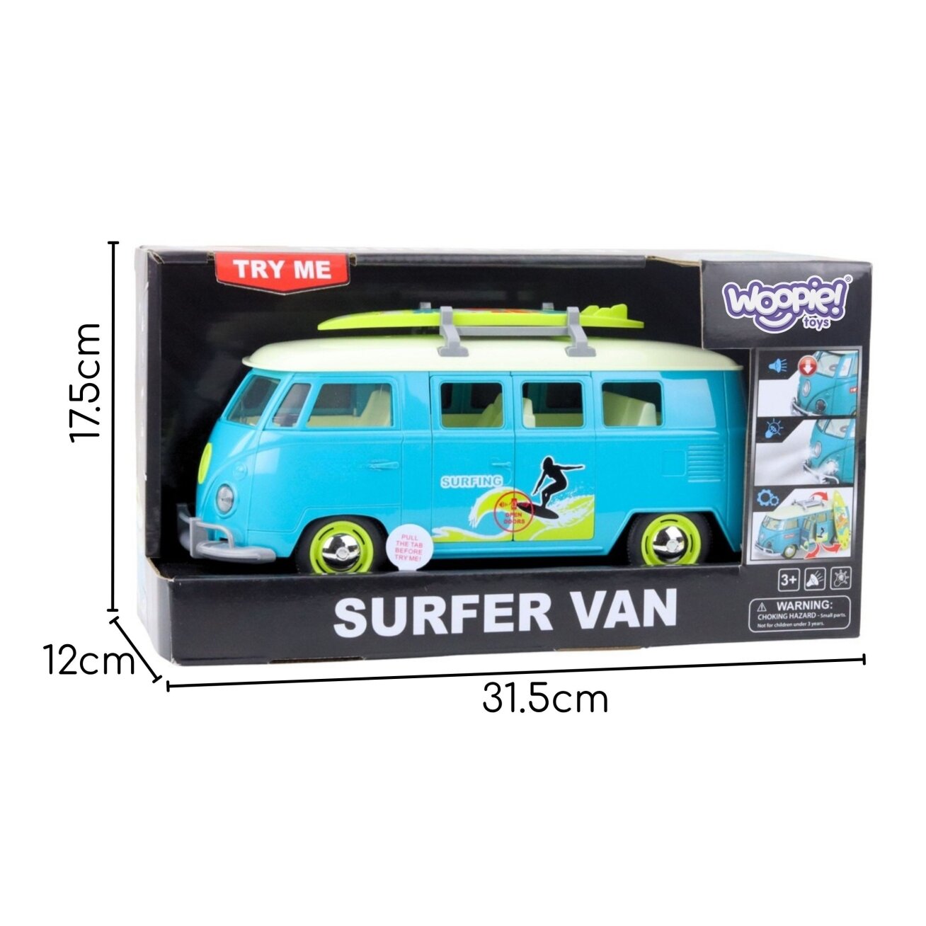 WOOPIE Surfinis autobusiukas klasikinis raudonas su šviesa ir garsu, modelis 1:14 6 WOOPIE Surfinis autobusiukas klasikinis raudonas su šviesa ir garsu, modelis 1:14 6