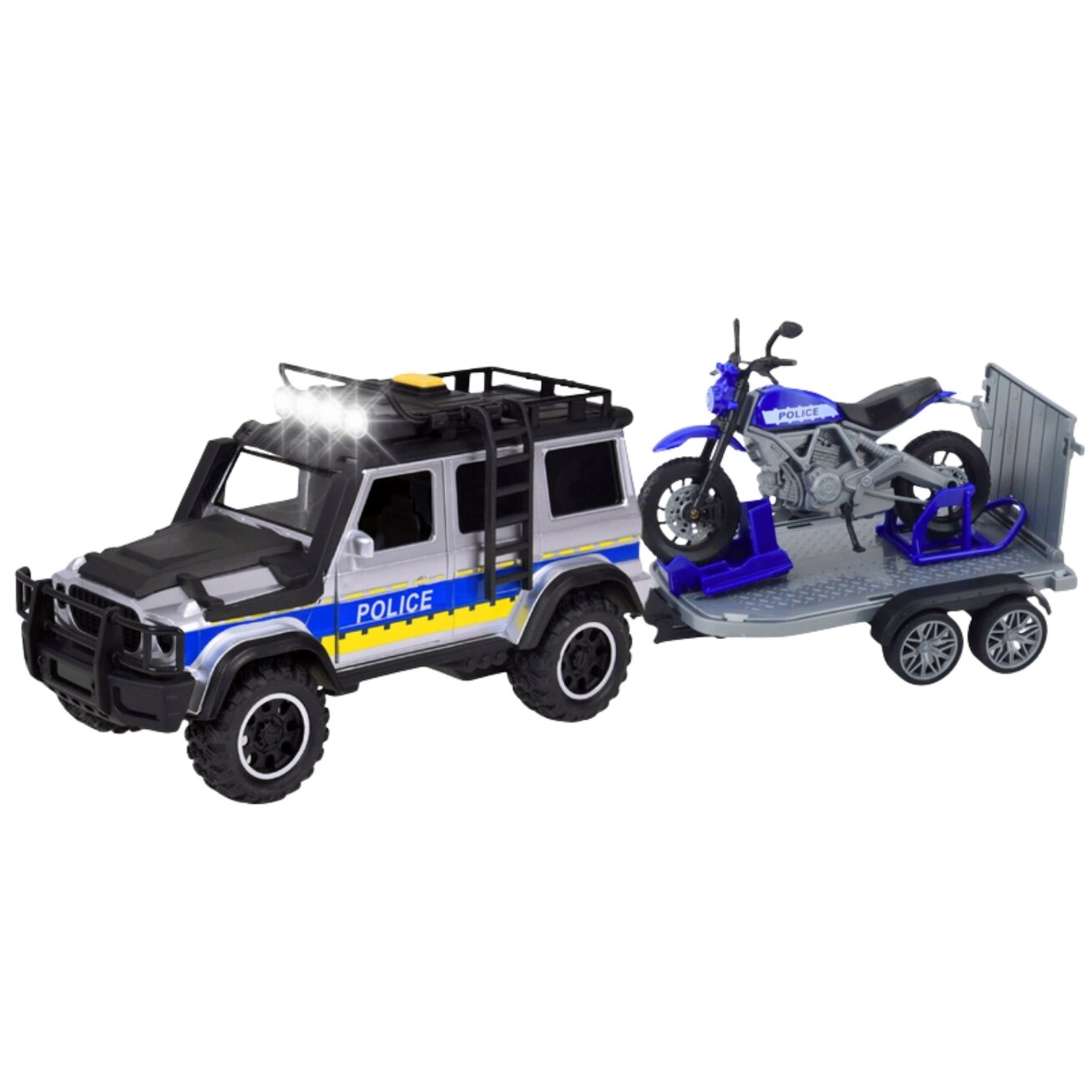 WOOPIE Policijos visureigio rinkinys su priekaba motociklui 6 WOOPIE Policijos visureigio rinkinys su priekaba motociklui 6