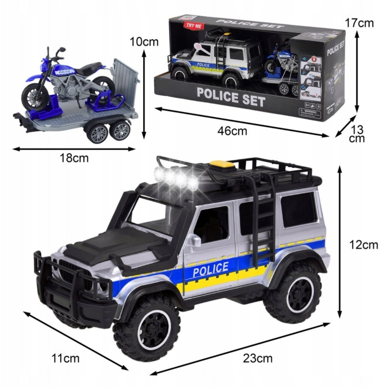 WOOPIE Policijos visureigio rinkinys su priekaba motociklui 7 WOOPIE Policijos visureigio rinkinys su priekaba motociklui 7